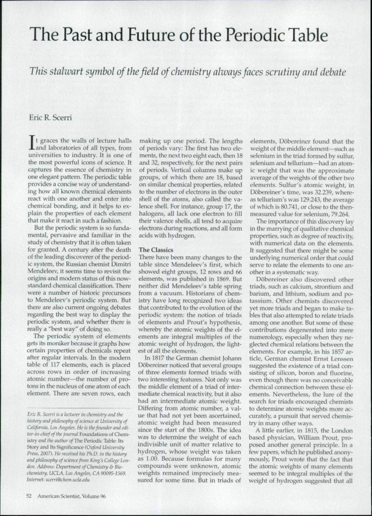 5.Periodic table - Article - The Past and Future of the Periodic Table ...