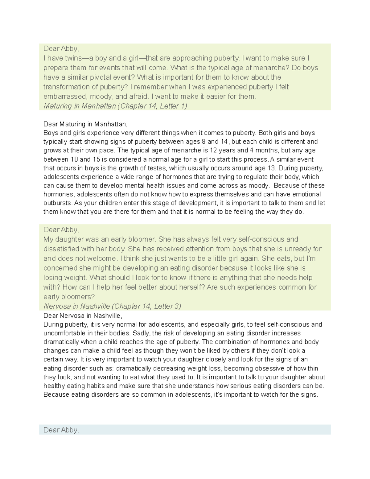 15 Dear Abby Letters child 210 Dear Abby, I have twins—a boy and a