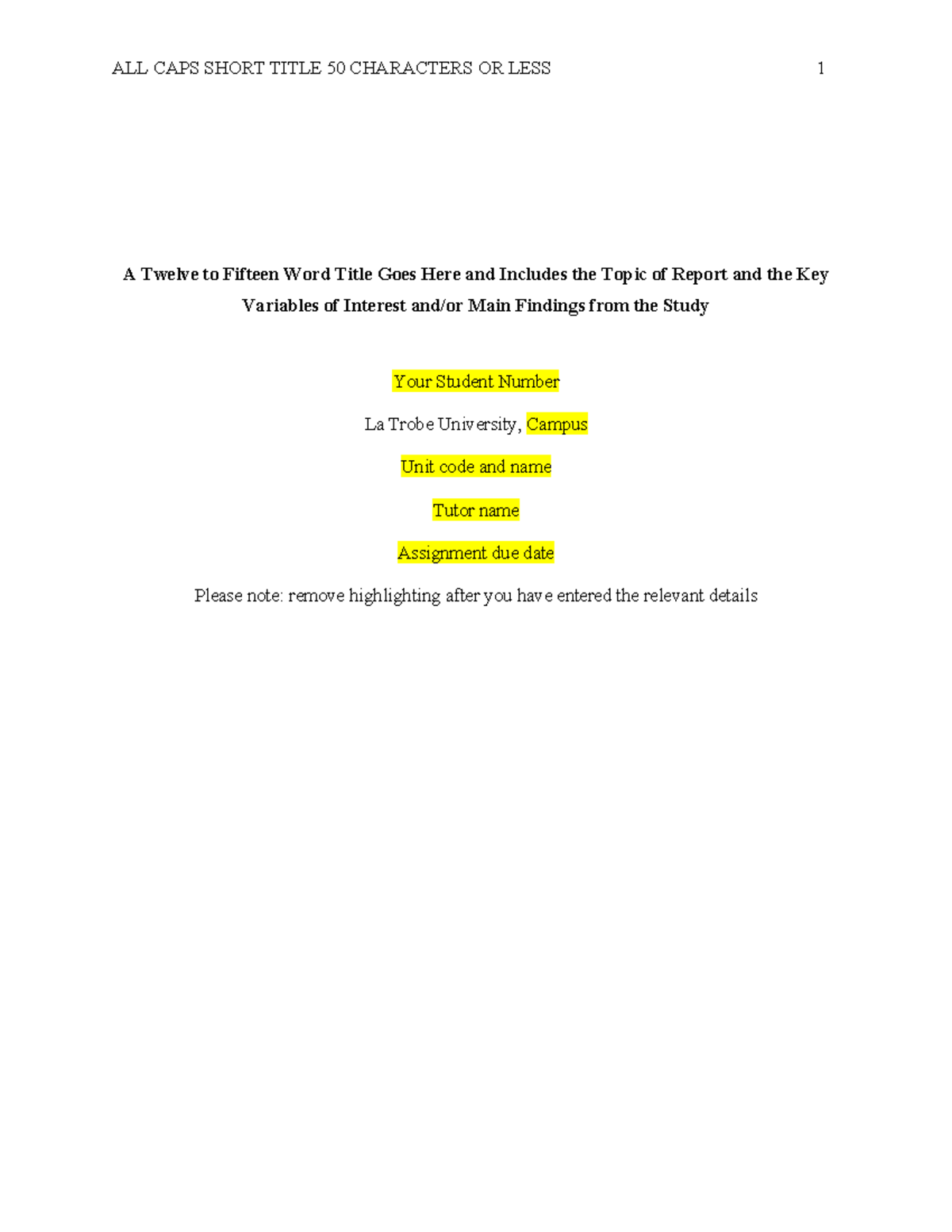 PSY2DEV Lab Report Template updated 25 - A Twelve to Fifteen Word Title ...