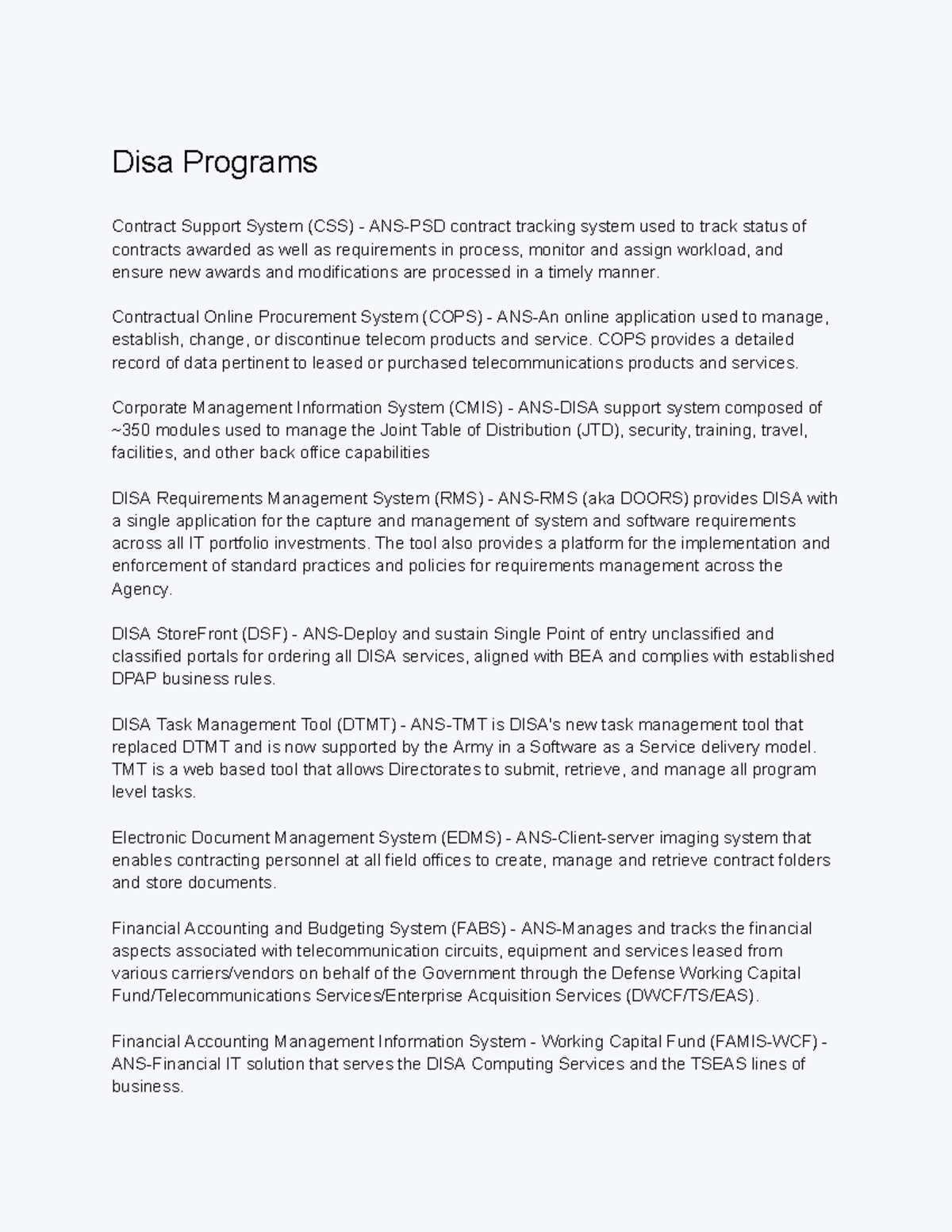 Disa Programs - Applied Computer Science (ACS 400) - Disa Programs ...