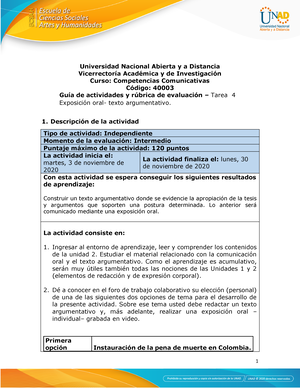 5 Guía de actividades y rúbrica de evaluación – Tarea 3 Análisis de la ...