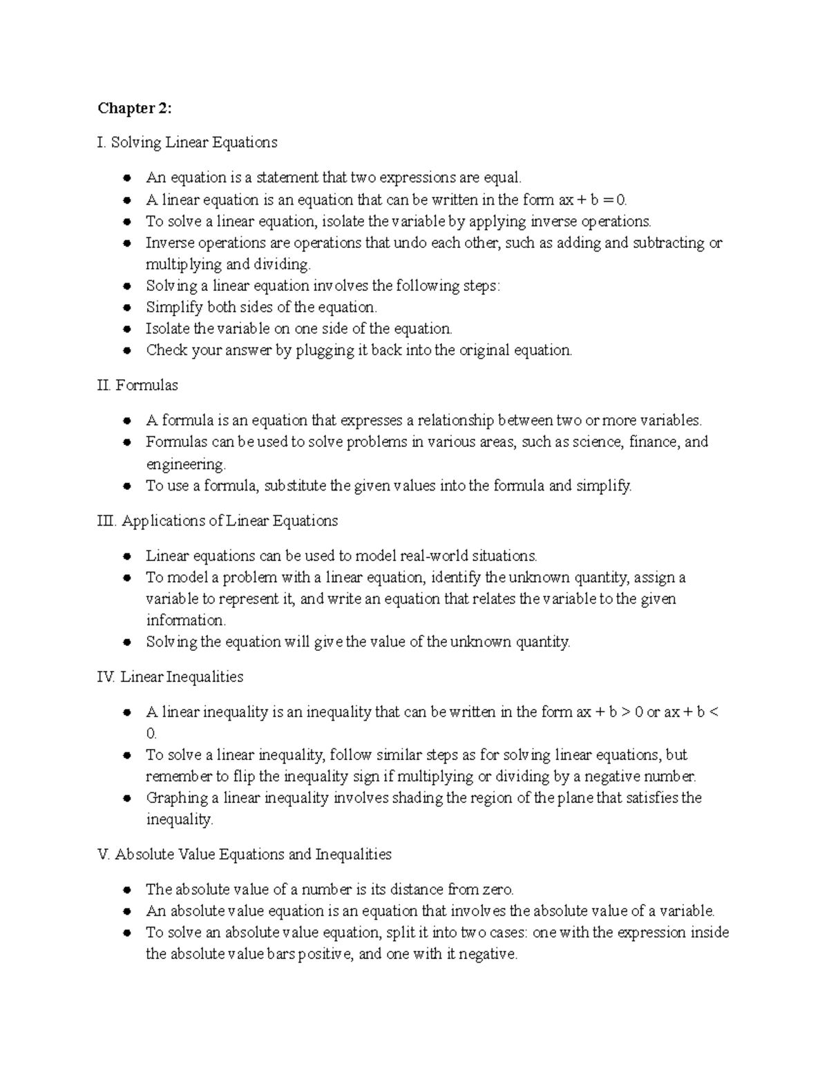 MATH 112 Chapter 2 - MATH 112 Notes for Ch 2 - Chapter 2: I. Solving ...