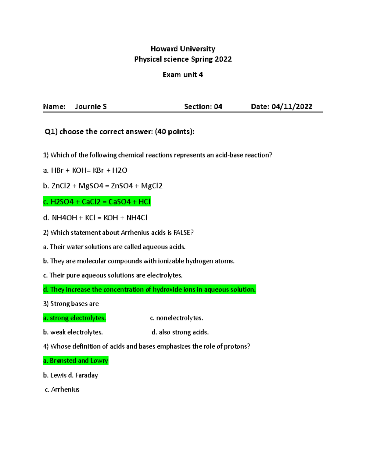 UTF-8''Exam4%202022%20-%20Copy%281%29 - Howard University Physical ...