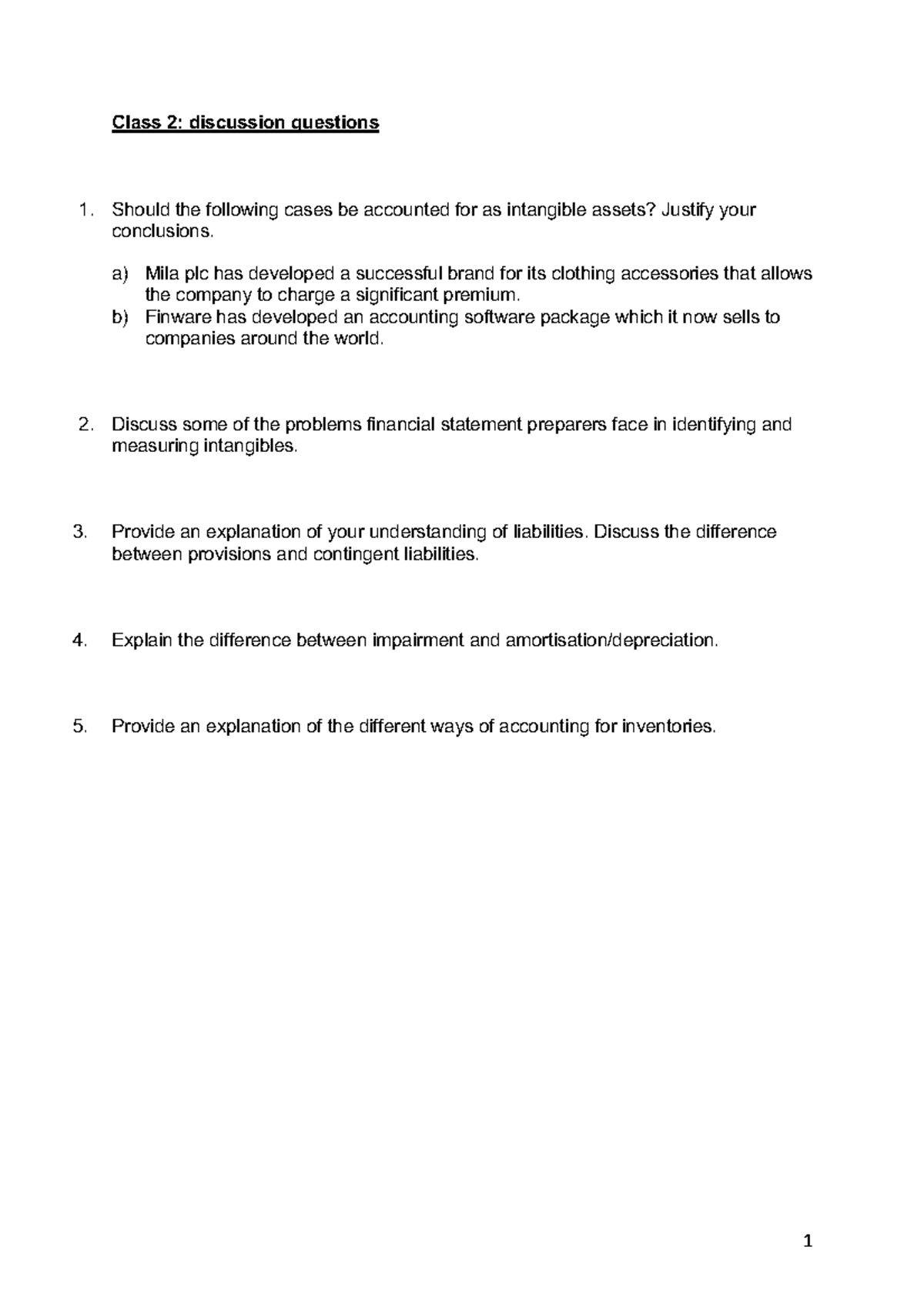 1 Discussion questions for Canvas - 1 Class 2: discussion questions ...