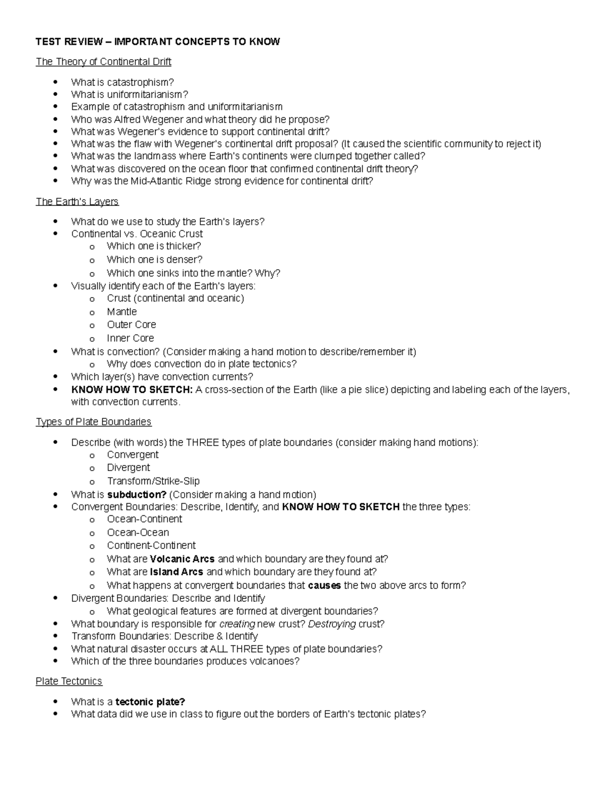 Unit 2 Review Earth And Space Science - Test Review – Important 