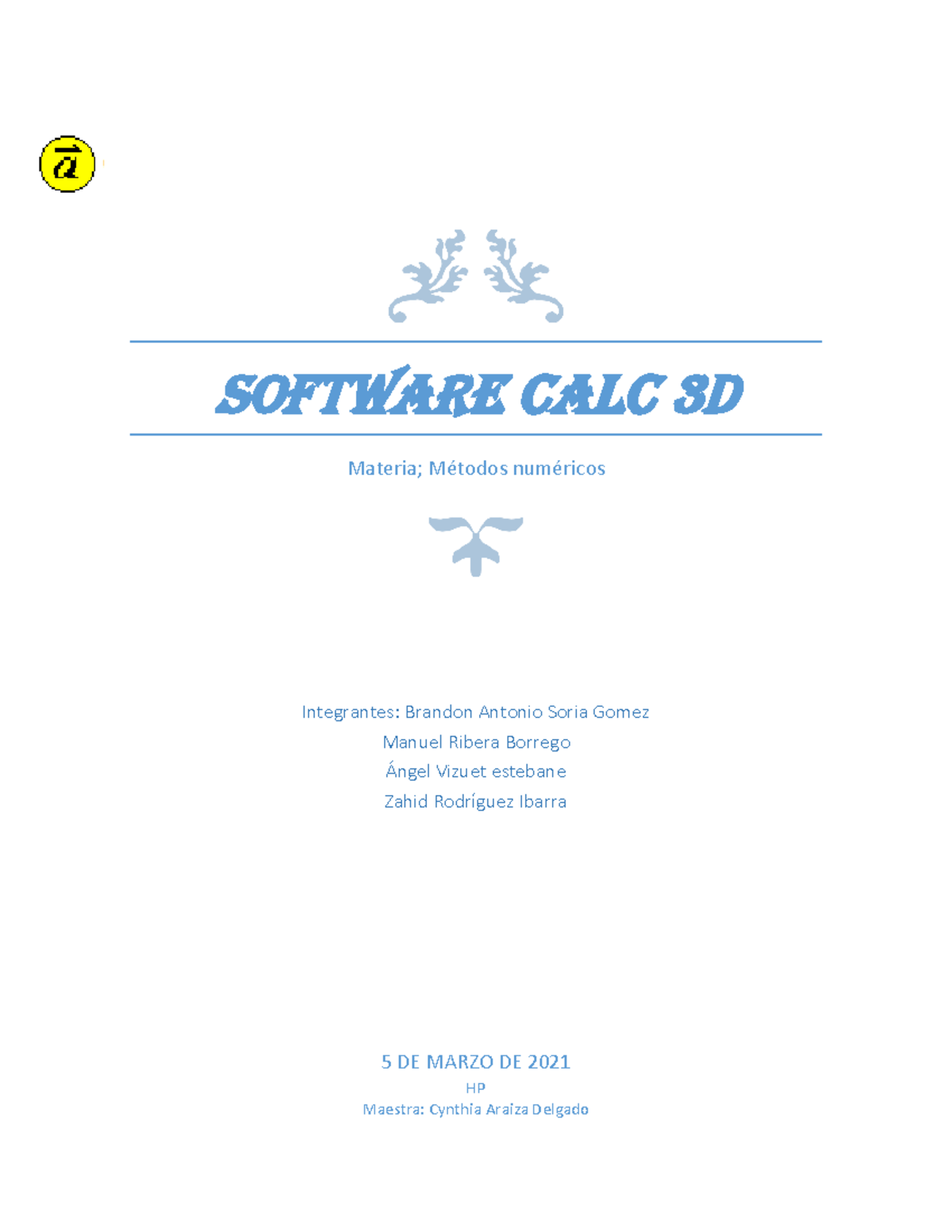 Proyecto software Calc 3D Metodos Numericos - SOFTWARE CALC 3D Materia ...