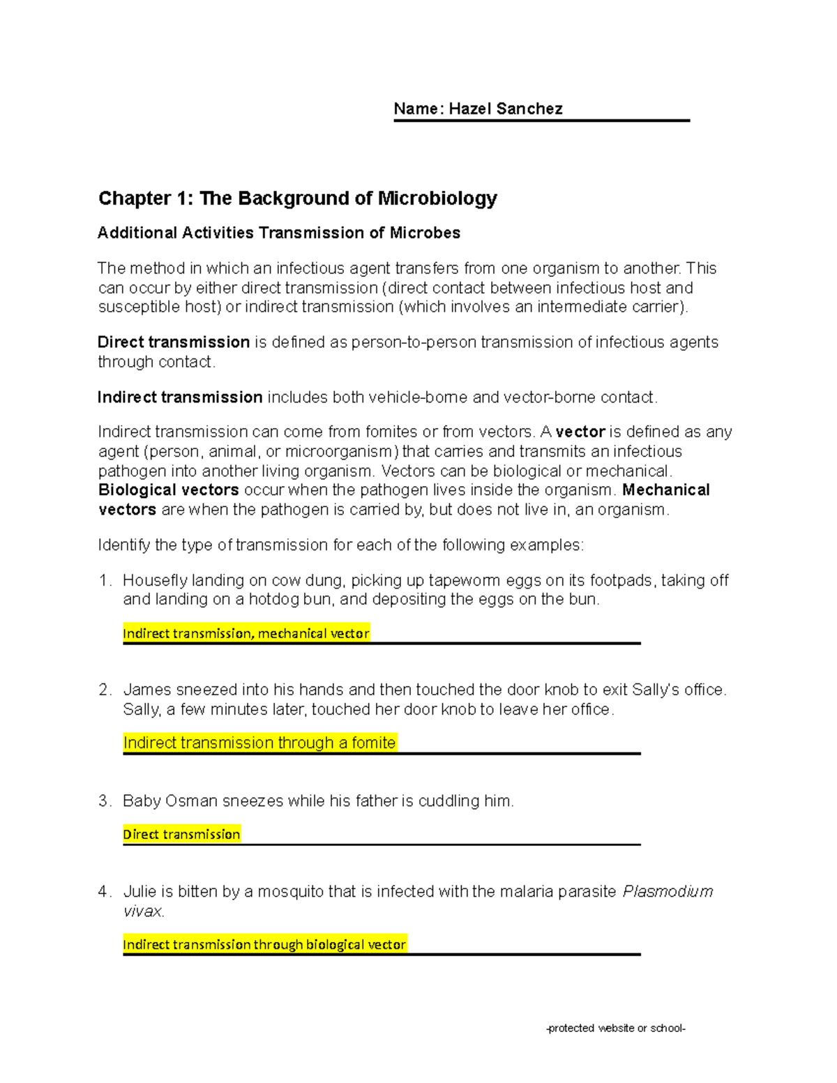 The Background of Microbiology Worksheet - Name: Hazel Sanchez Chapter ...