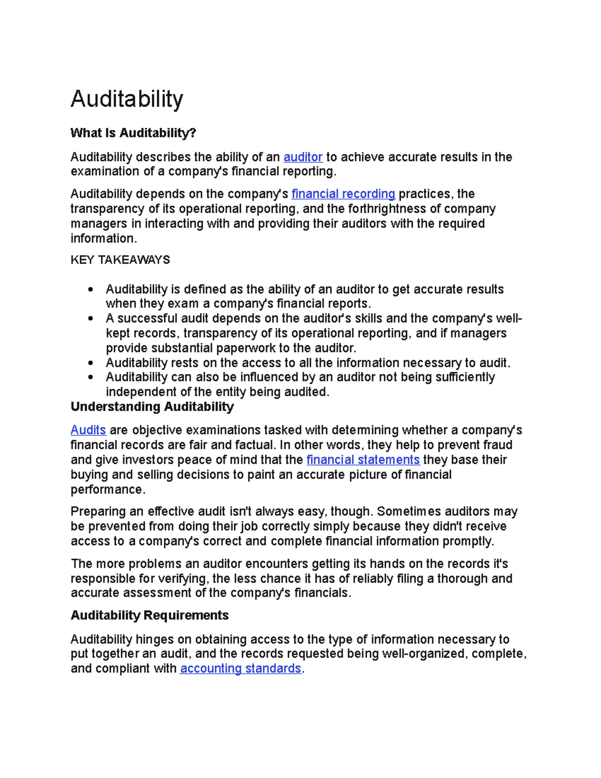 Auditability - Auditability What Is Auditability? Auditability ...