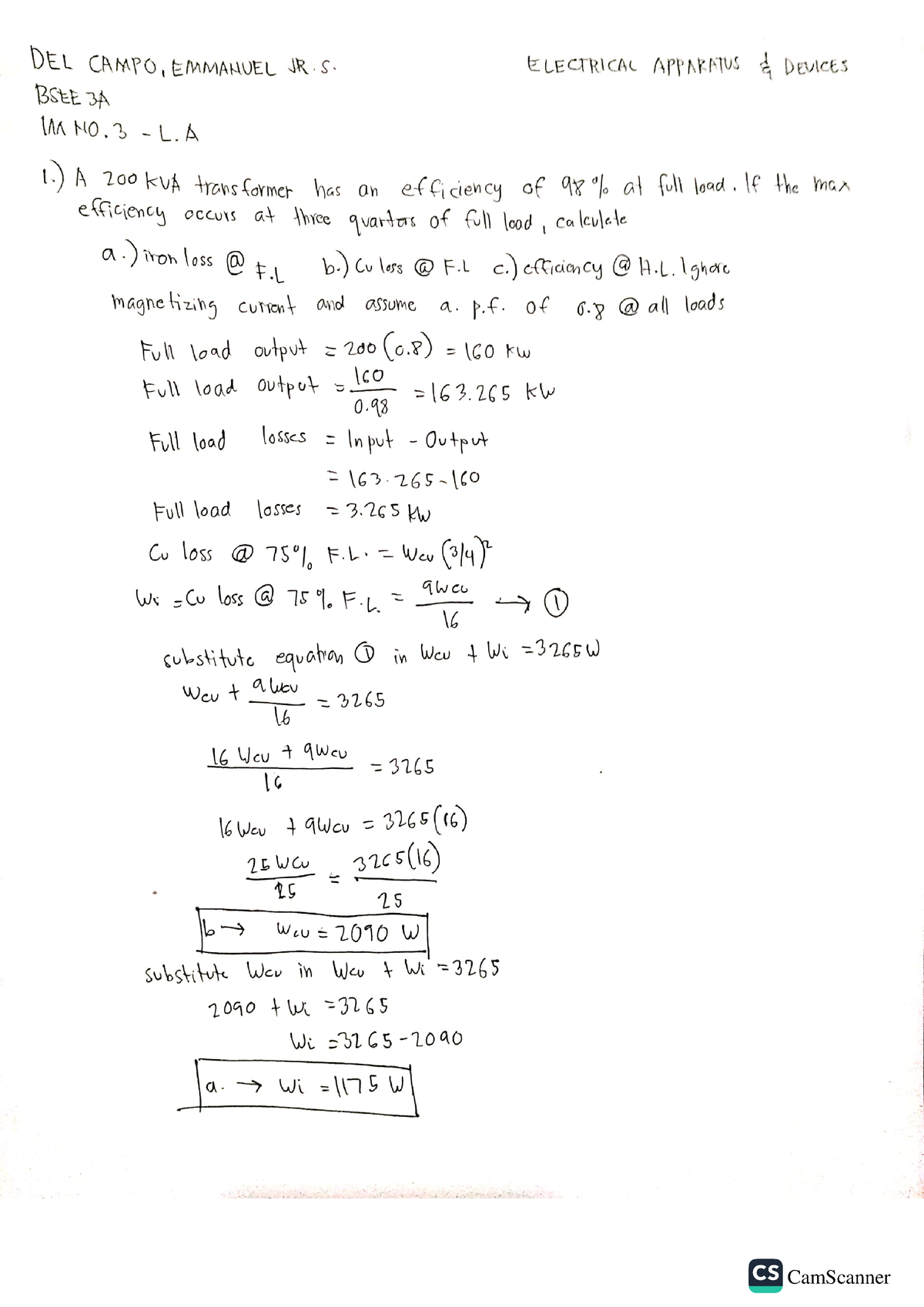 Activity 3 - Electrical Apparatus - BS Electrical Engineering - Studocu