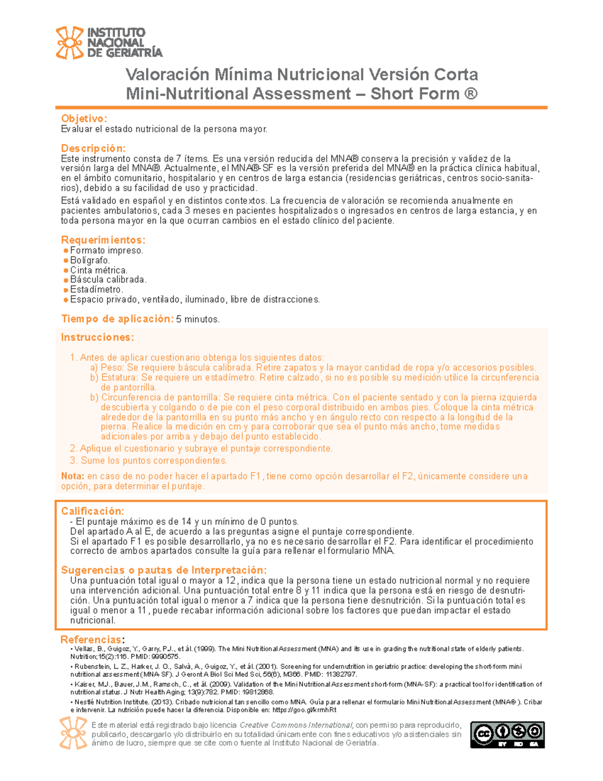 46. Instrumento Valoracion MNA corta Nutricional - Entidad de Certi ...