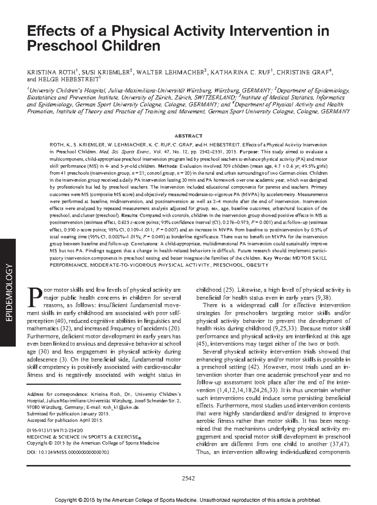 123readings in education - Effects of a Physical Activity Intervention ...