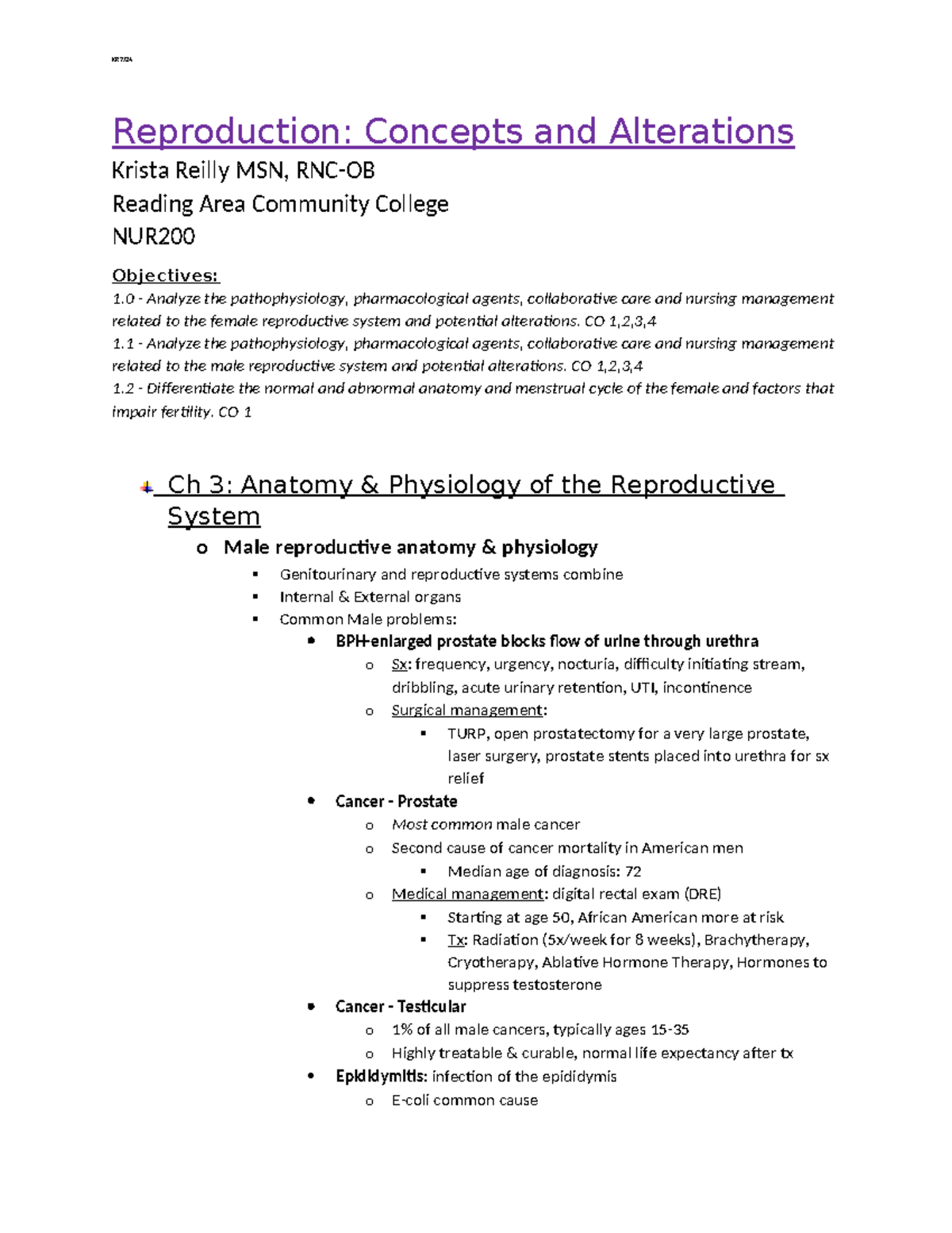 Reproduction Outline - Week 1 - KR 7/ Reproduction: Concepts and ...