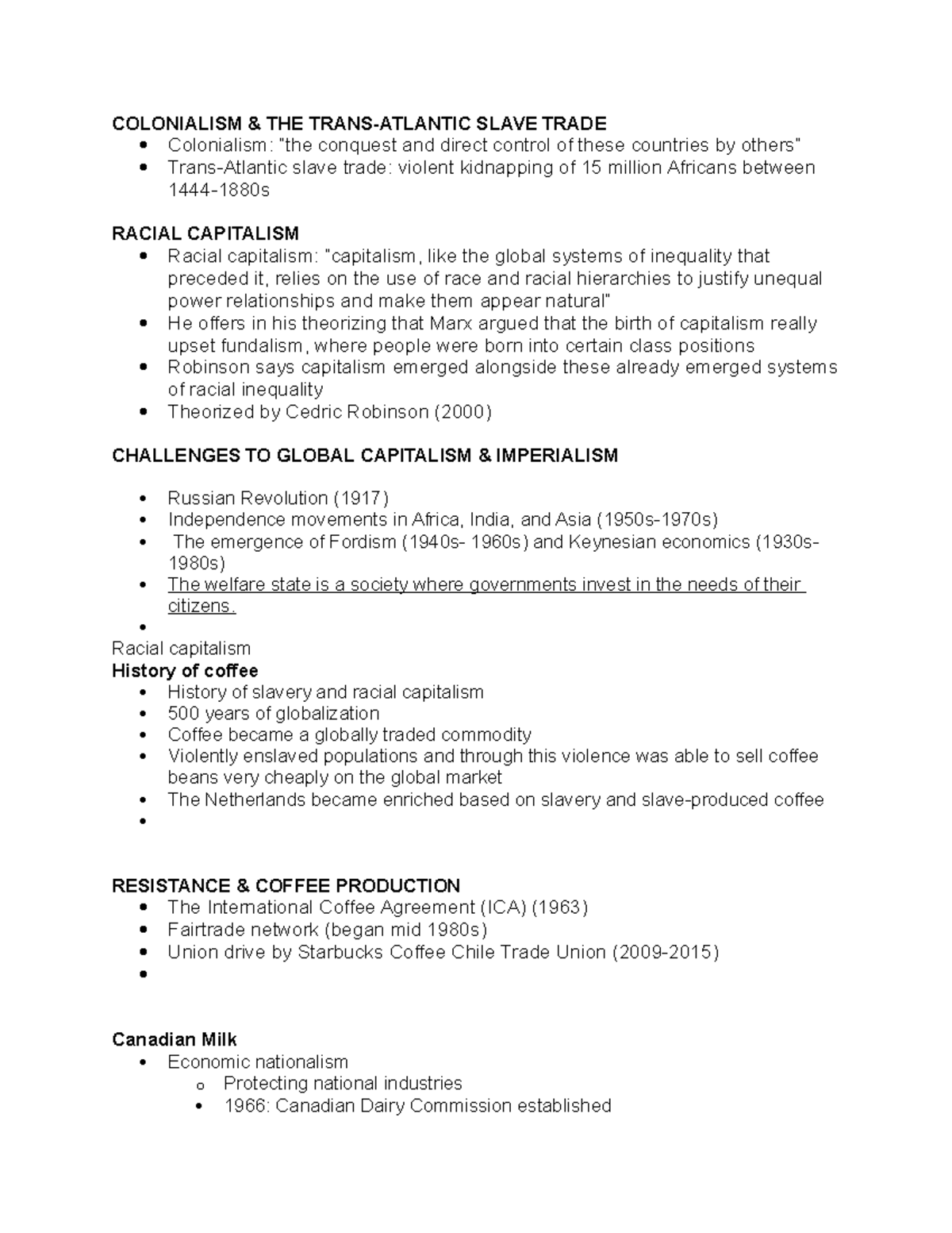 Globalization - Lecture notes 3 - COLONIALISM & THE TRANS-ATLANTIC ...