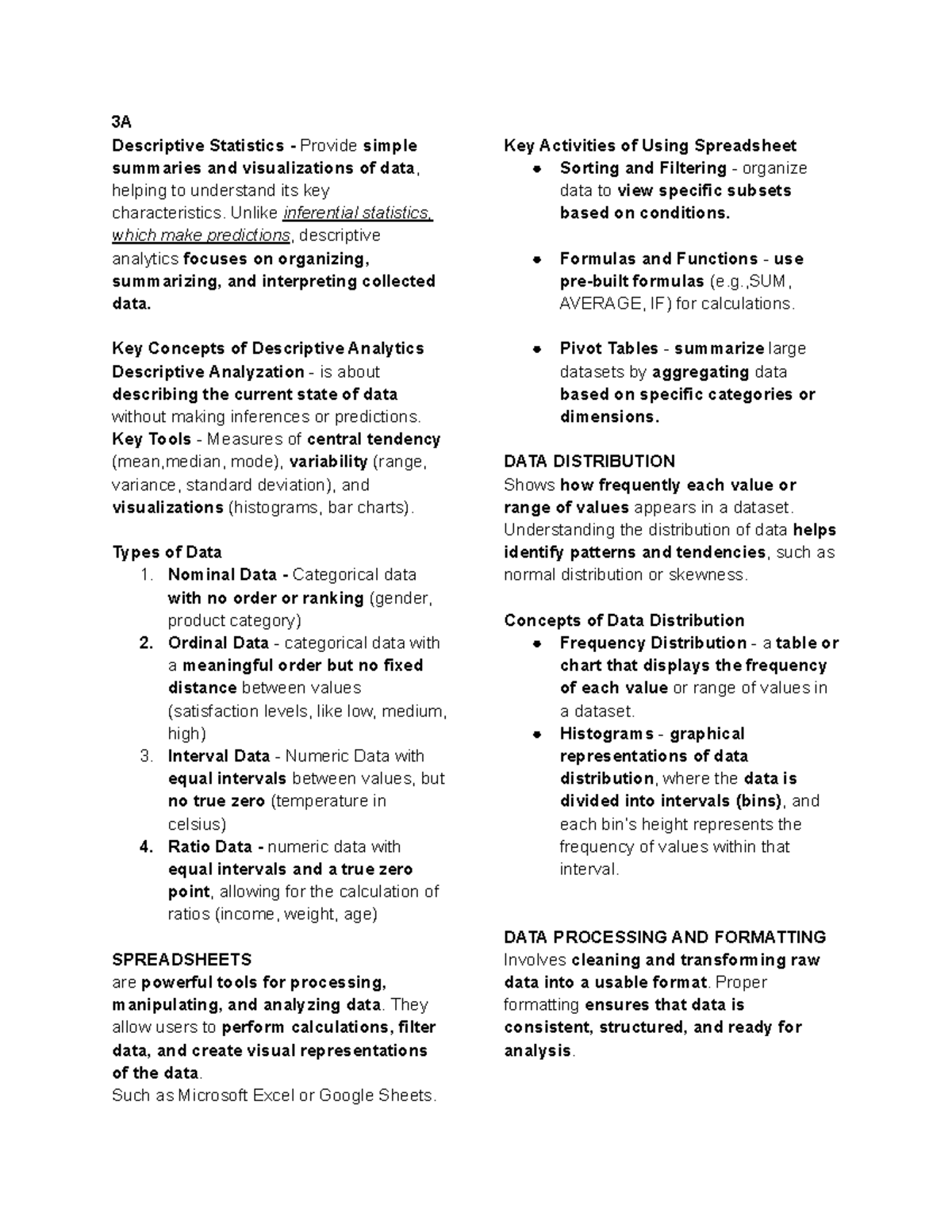 Elective Finals 3A - 3A Descriptive Statistics - Provide simple ...