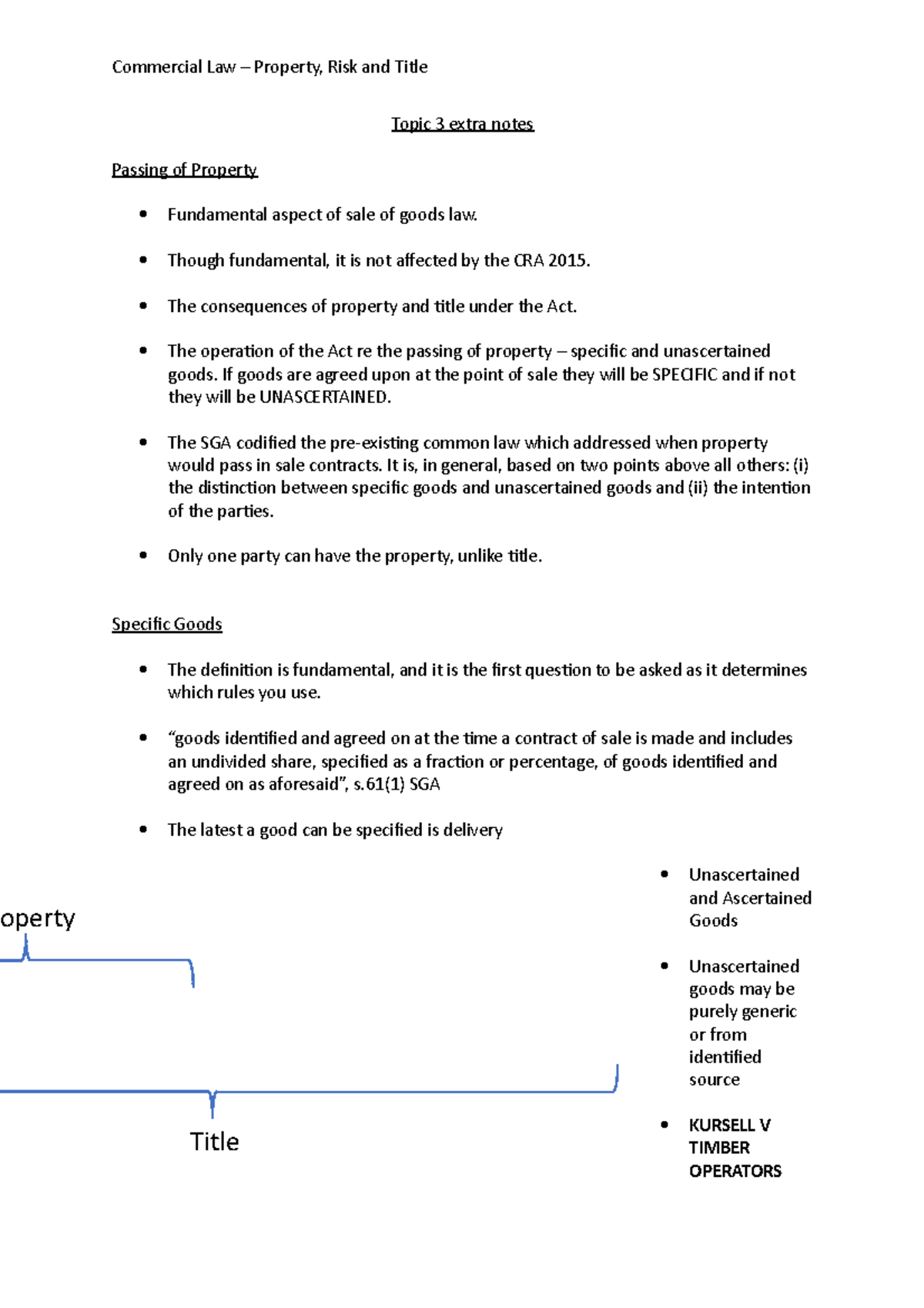 Topic 3 extra notes - Commercial law - Topic 3 extra notes Passing of ...