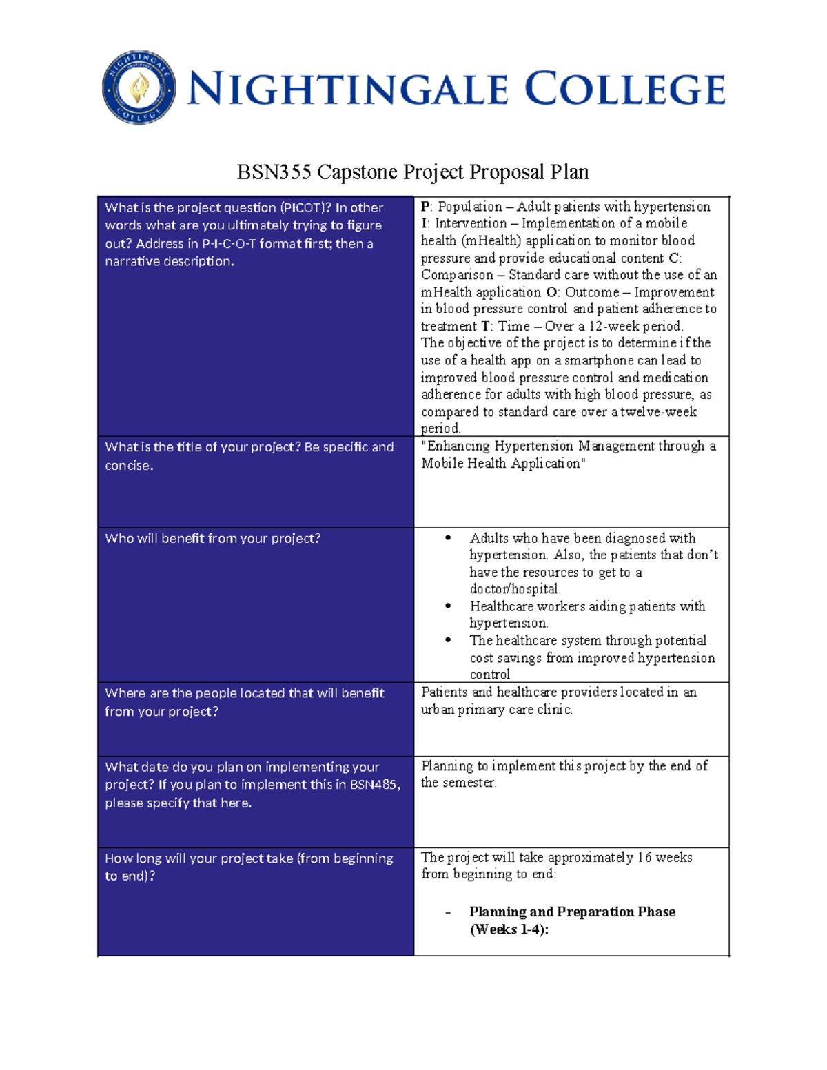 BSN355 Capstone Project Proposal Template revised 9 - BSN355 Capstone ...