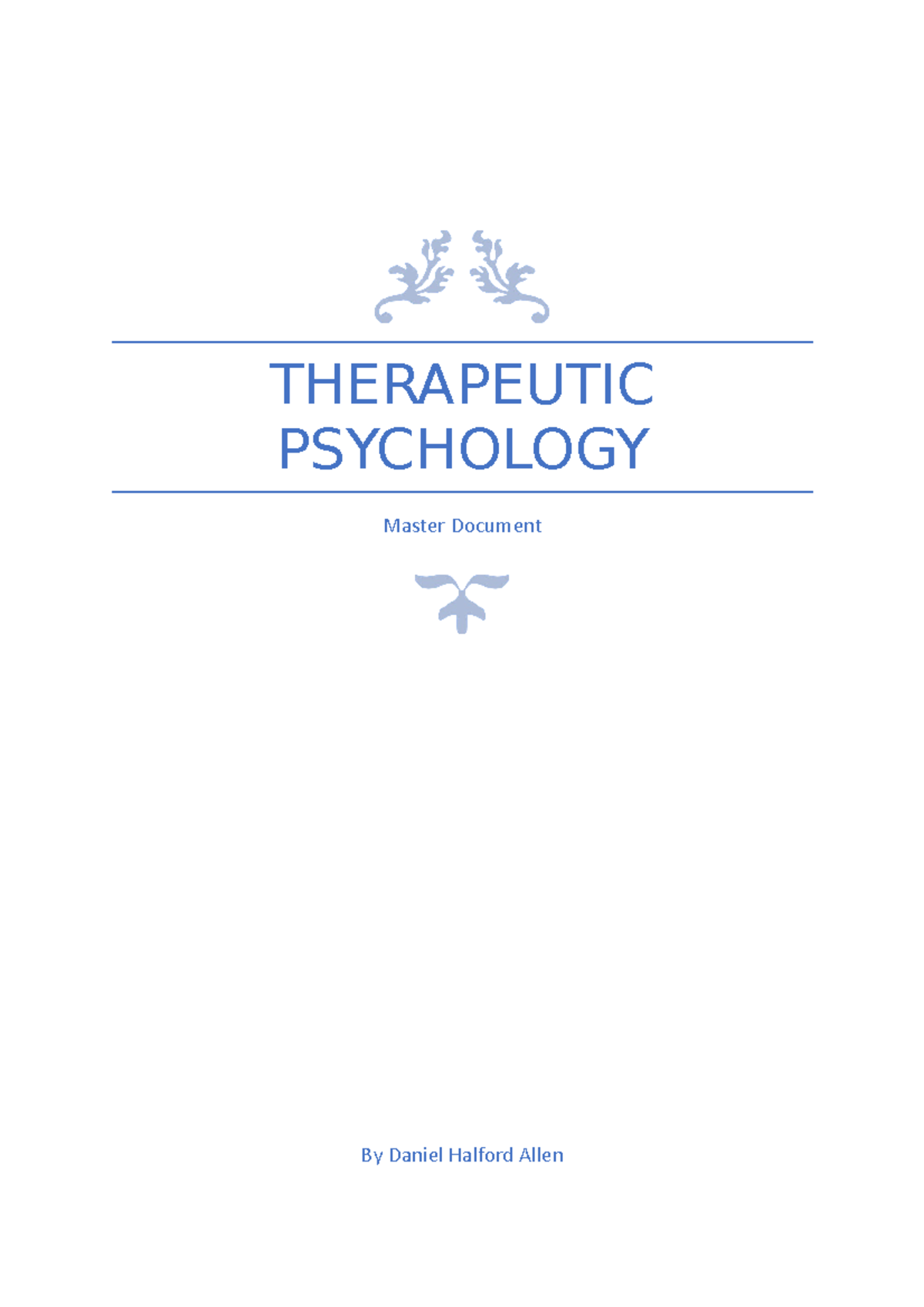 Therapeutic Psychology Master Exam Notes - THERAPEUTIC PSYCHOLOGY ...