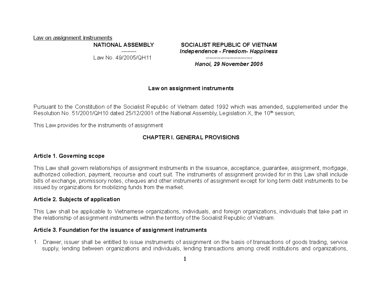 practical law assignment clause