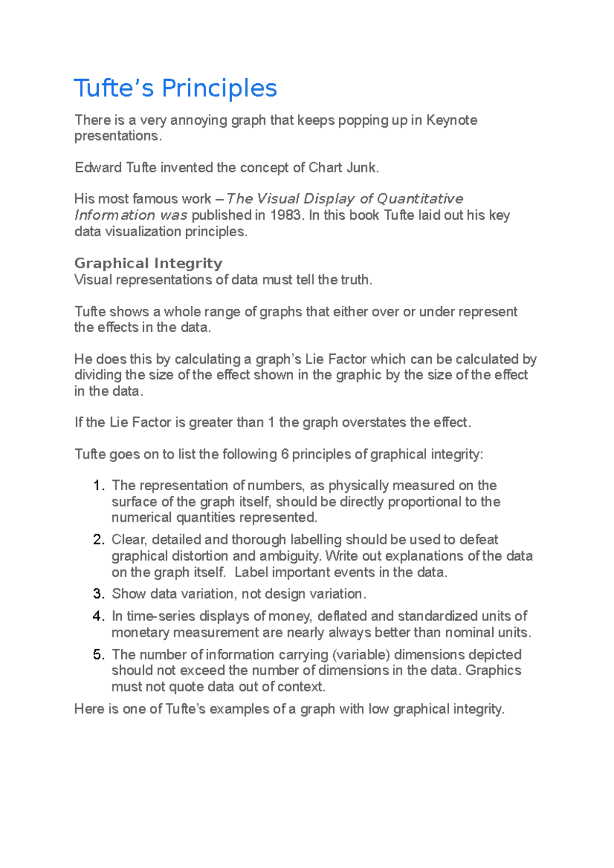 Tufte's principles of Data visualization - Tufte’s Principles There is ...