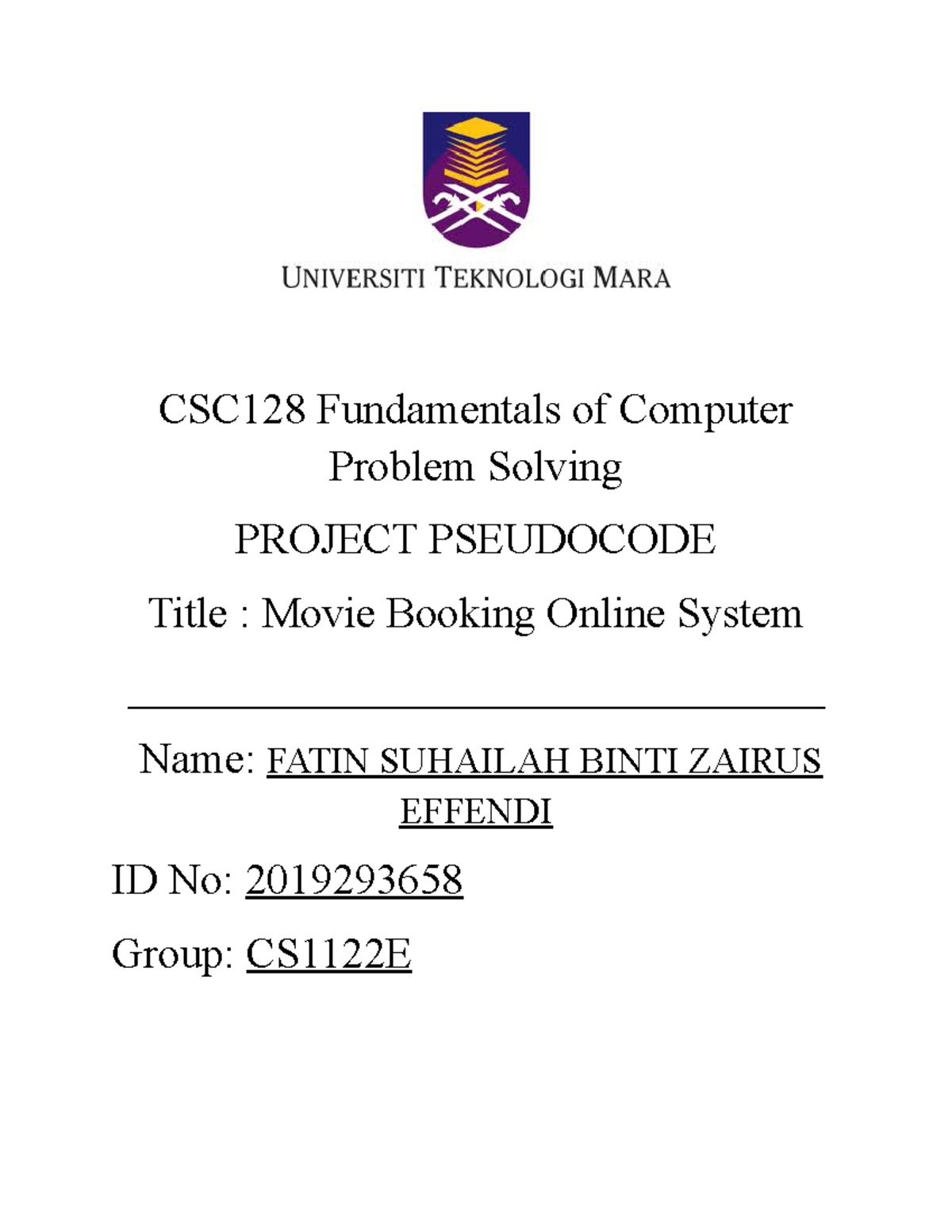 Pseudocode - Computer Science Psuedocode - CSC128 Fundamentals Of ...