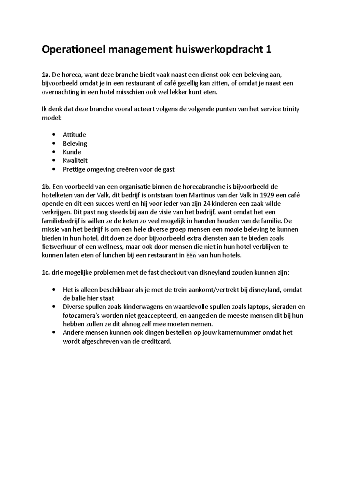 Operationeel Management Huiswerkopdracht 1 2021-2022 - Studeersnel