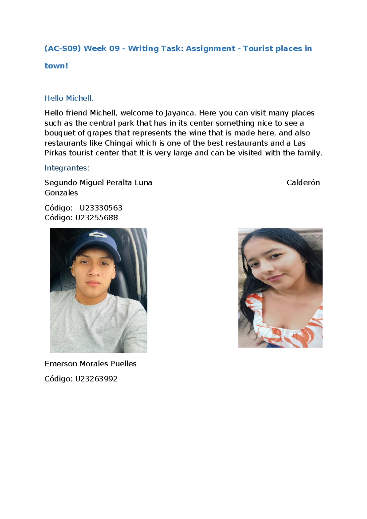 (AC-S09) Week 09 - Writing Task Assignment - Tourist places (1) - (AC ...