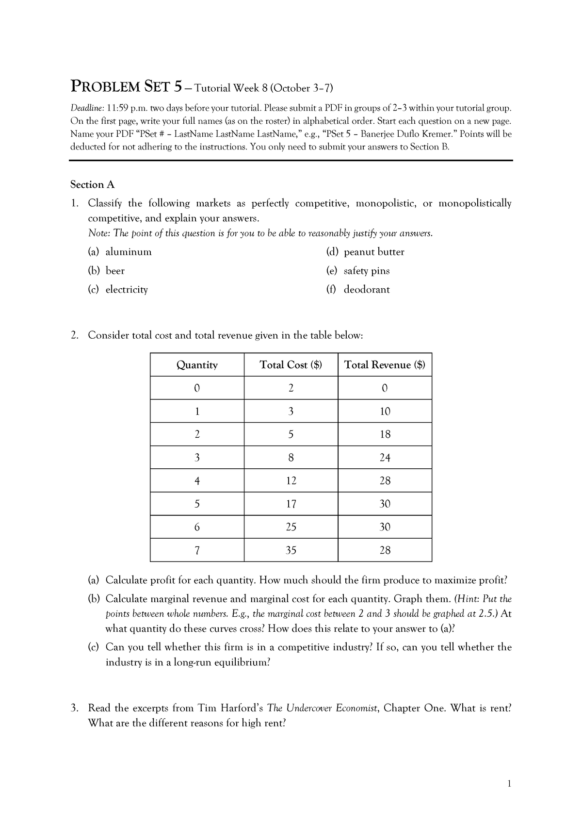 Problem Set 5 - Tutorial - PROBLEM SET 5 — Tutorial Week 8 (October 3–7 ...