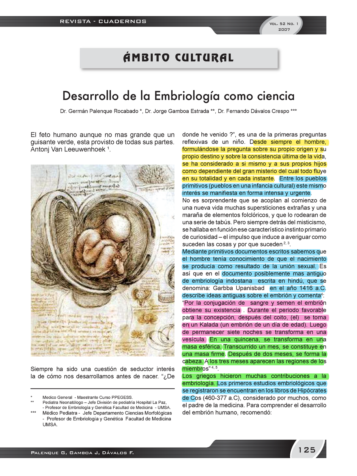 Desarrollo embrionario sus descubrimientos desde los principios hasta esta  epoca - REVISTA - - Studocu