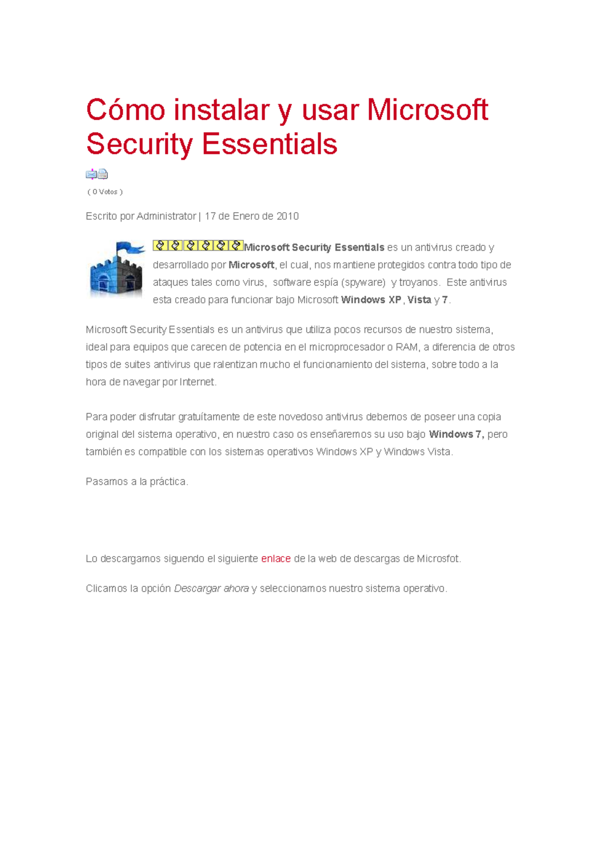 Cómo instalar y usar Microsoft Security Essentials - Tecnología - Studocu