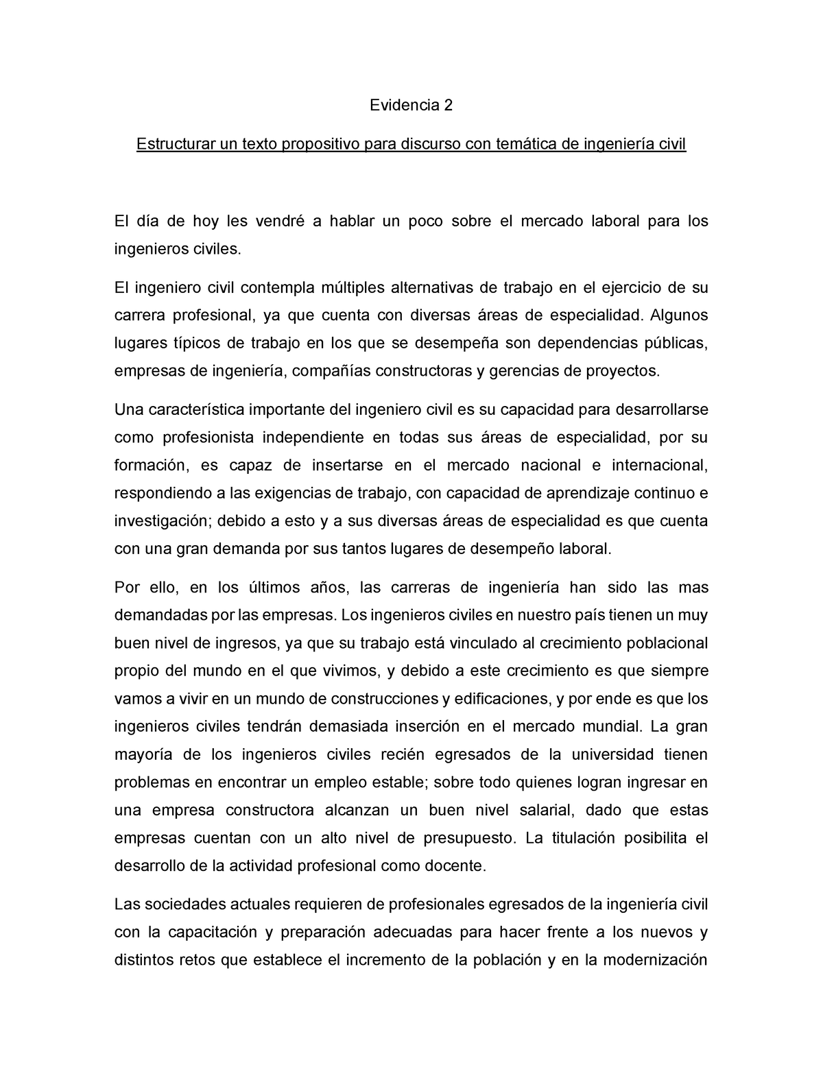 Evidencia 2 COMCI - Evidencia 2 Estructurar un texto propositivo para ...