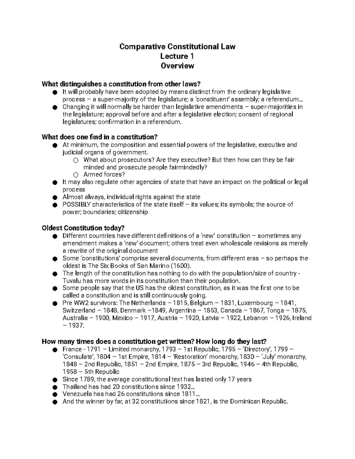 Comparative Constitutional Law L1 - Comparative Constitutional Law ...