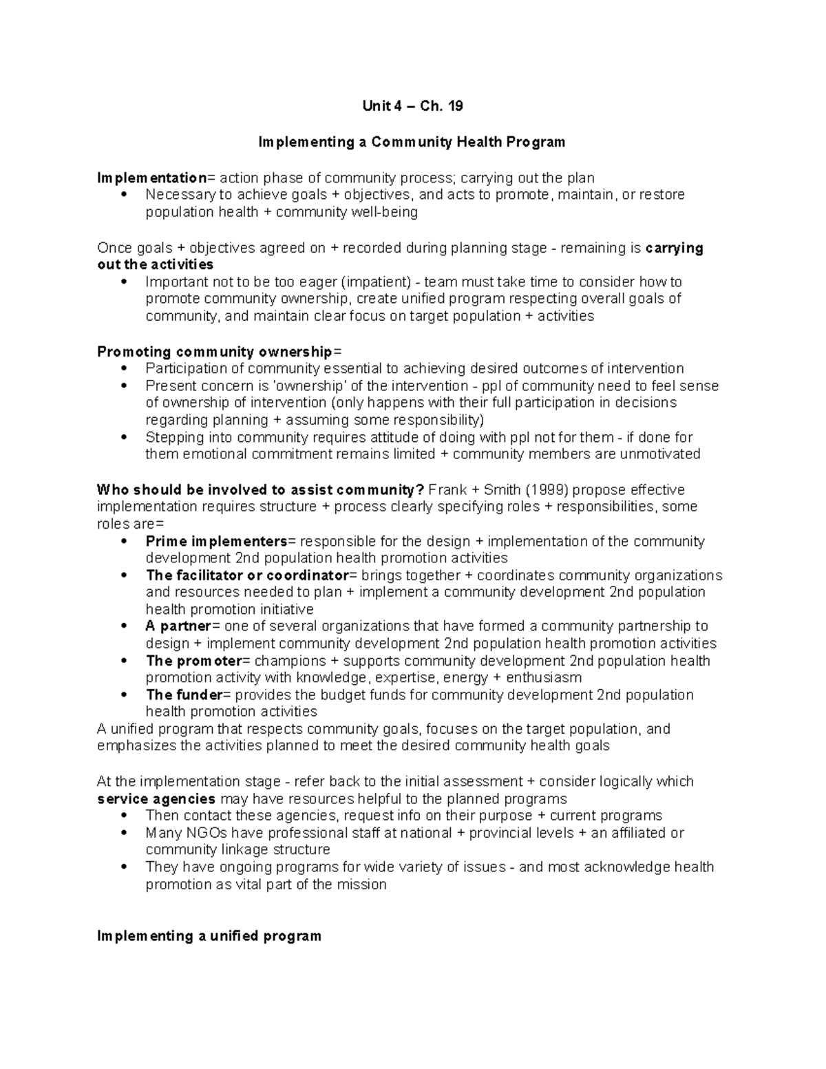 Unit 4 - Ch. 19 - Lecture notes 19 - Unit 4 – Ch. 19 Implementing a ...
