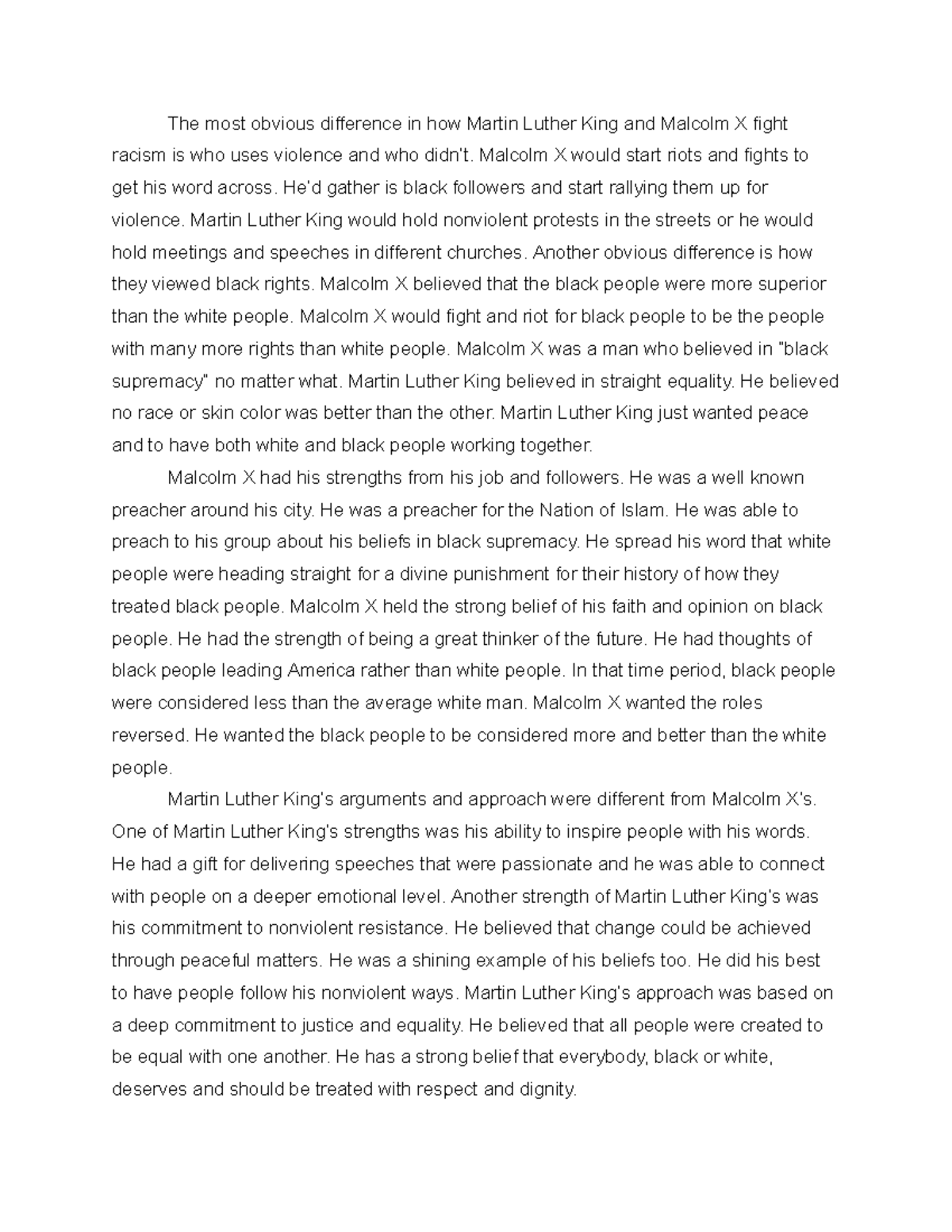 essay on mlk and malcolm x