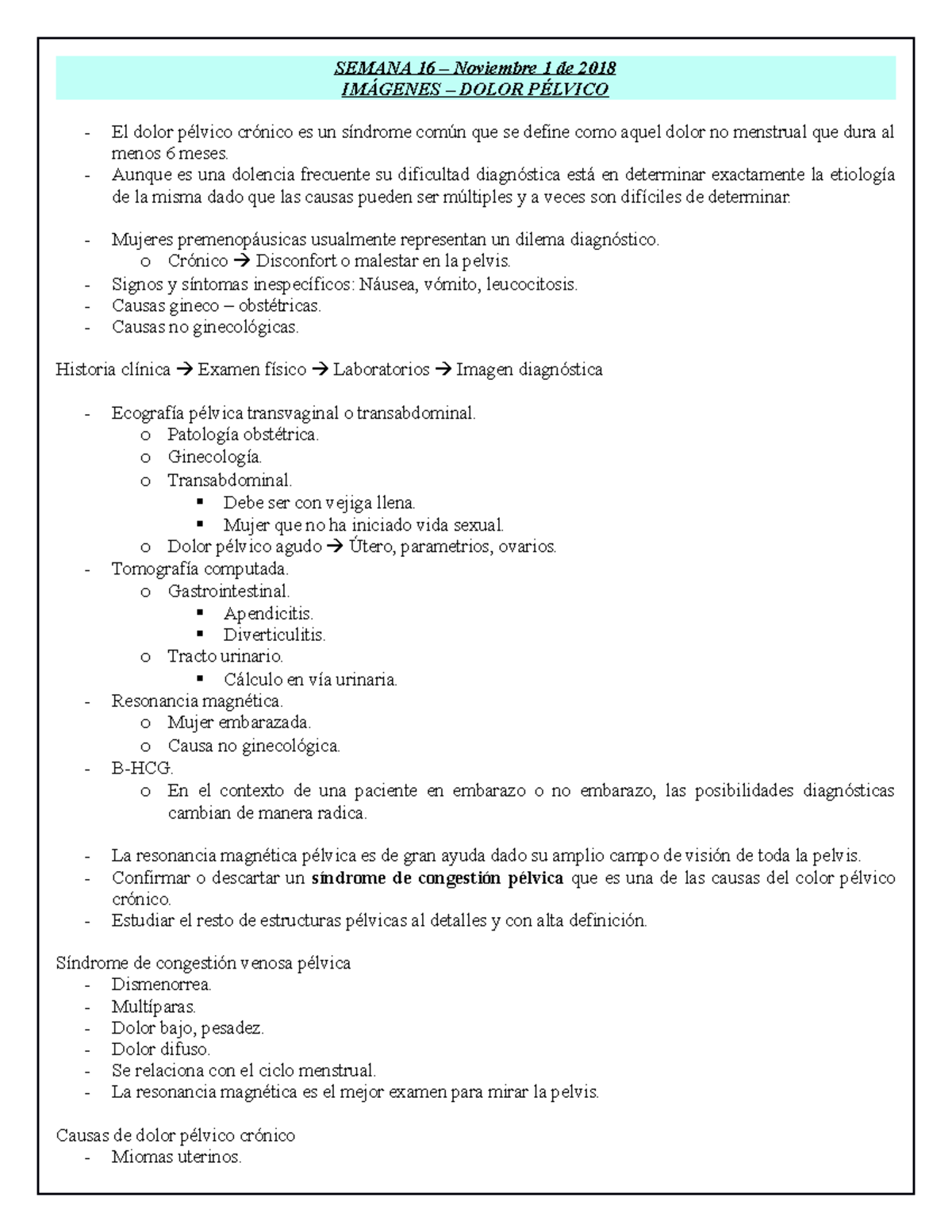 Dolor cronico pelvico en mujeres