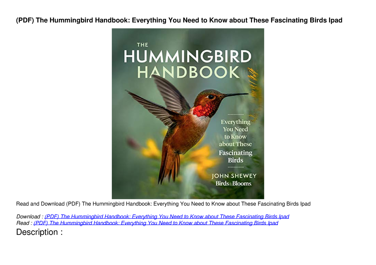 (PDF) The Hummingbird Handbook: Everything You Need to Know about These ...