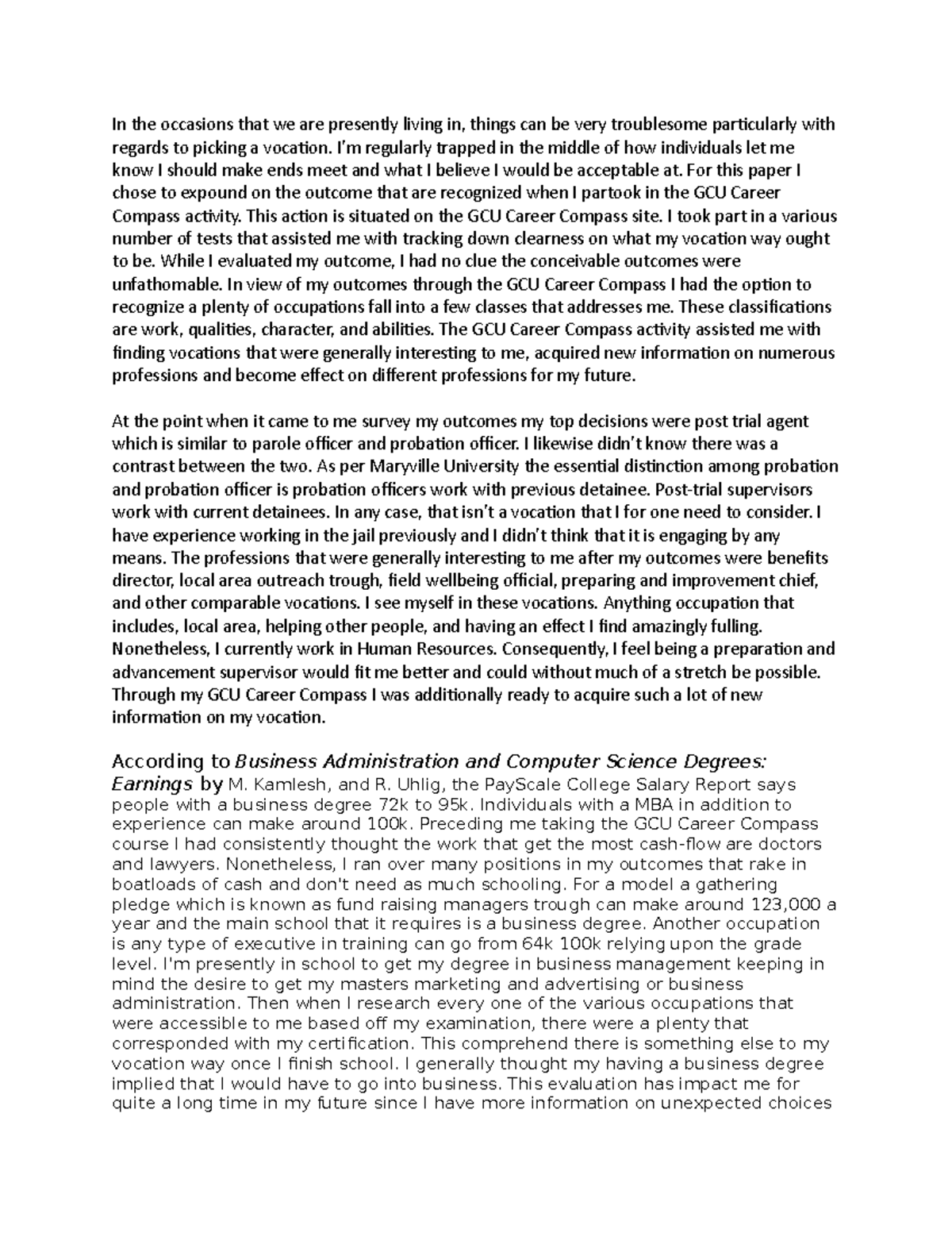 ACC250 Career Connection ACC240 GCU Studocu