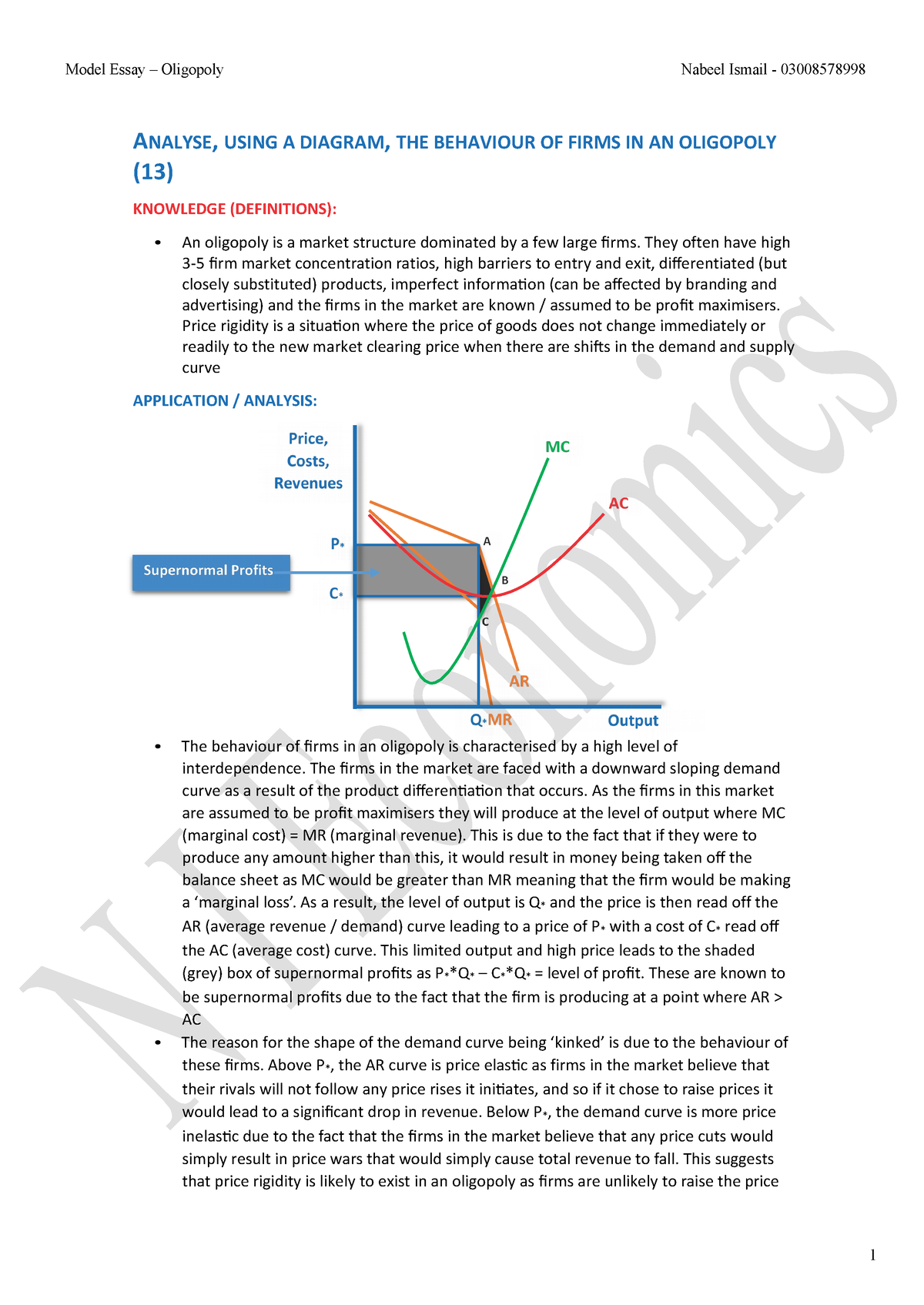 oligopoly essay grade 12