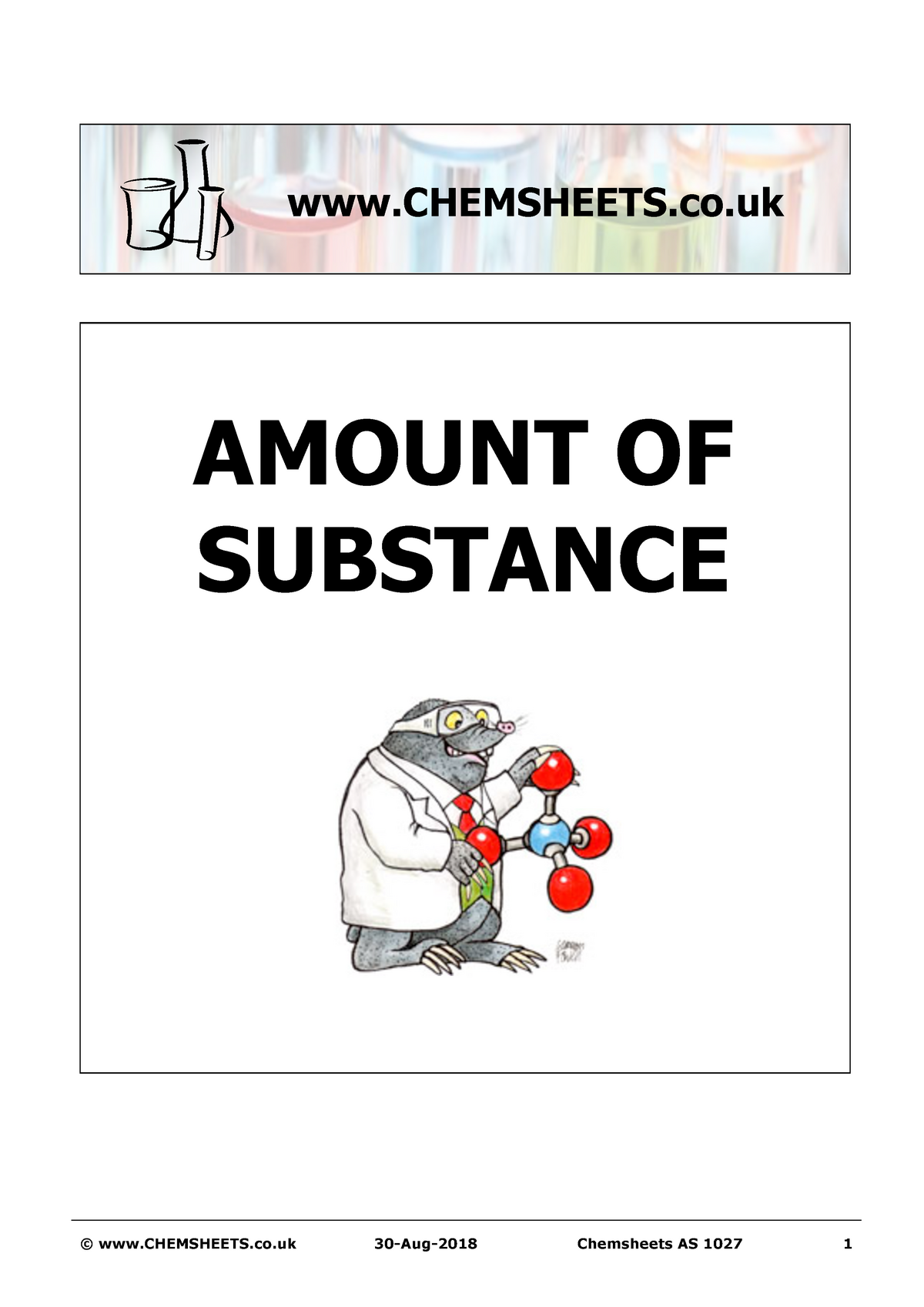 Chemsheets AS 1027 Amount Of Substance - AMOUNT OF SUBSTANCE CHEMSHEETS ...