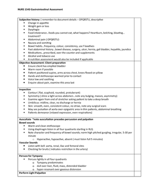 NURS 1543 Health Assessment - GC - StuDocu