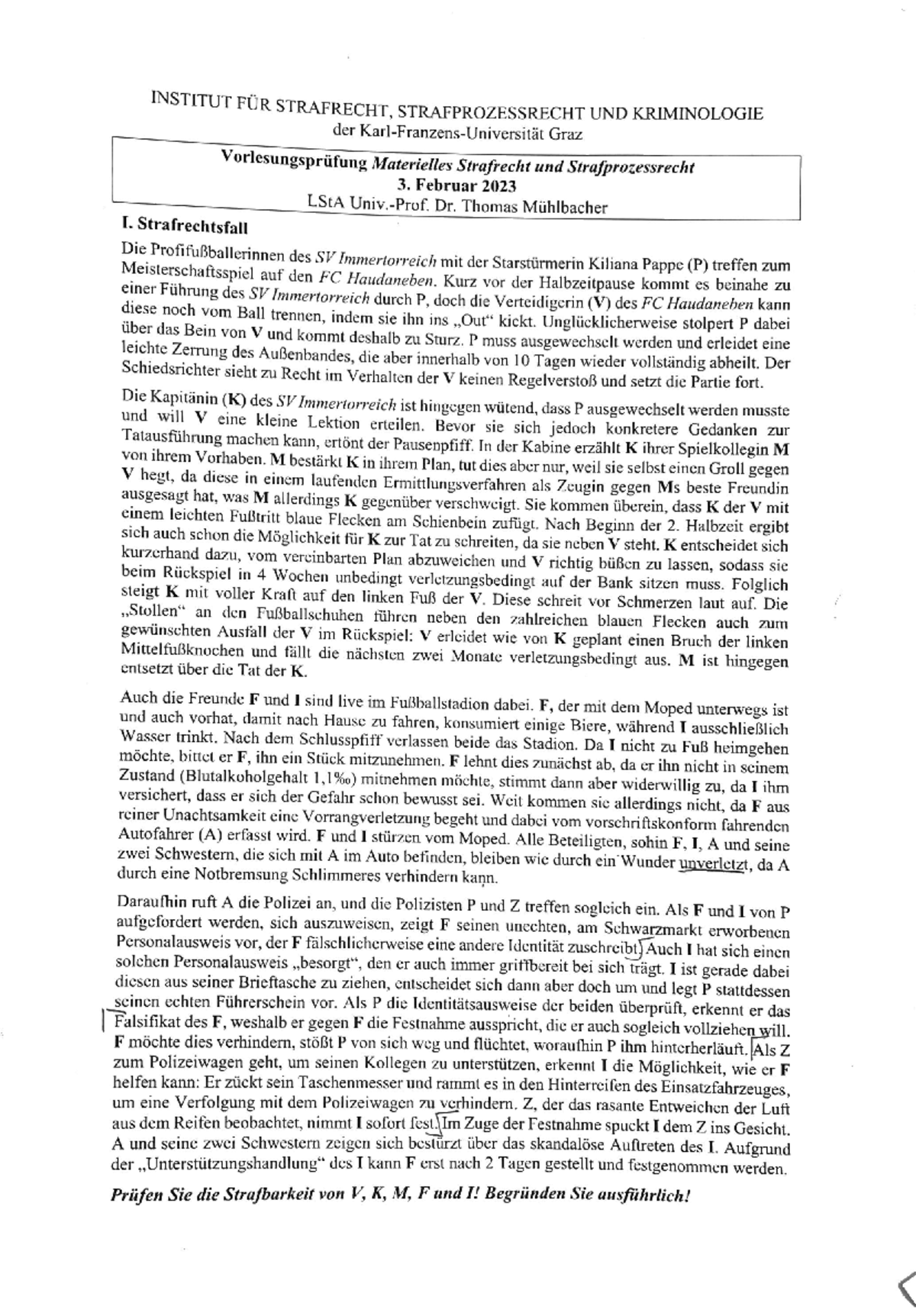 VO-Prüfung 03022023 - INSTITUT FÜR STRAFRECHT, STRAFPROZESSRECHT UND ...