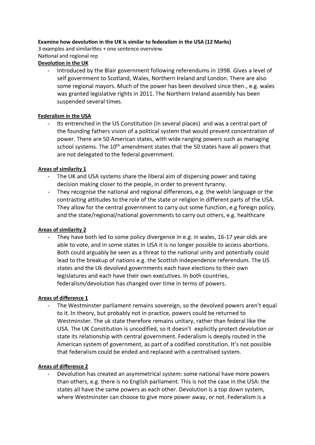 Haliwell 12 Mark Essay Plan - Examine How Devolution In The UK Is ...