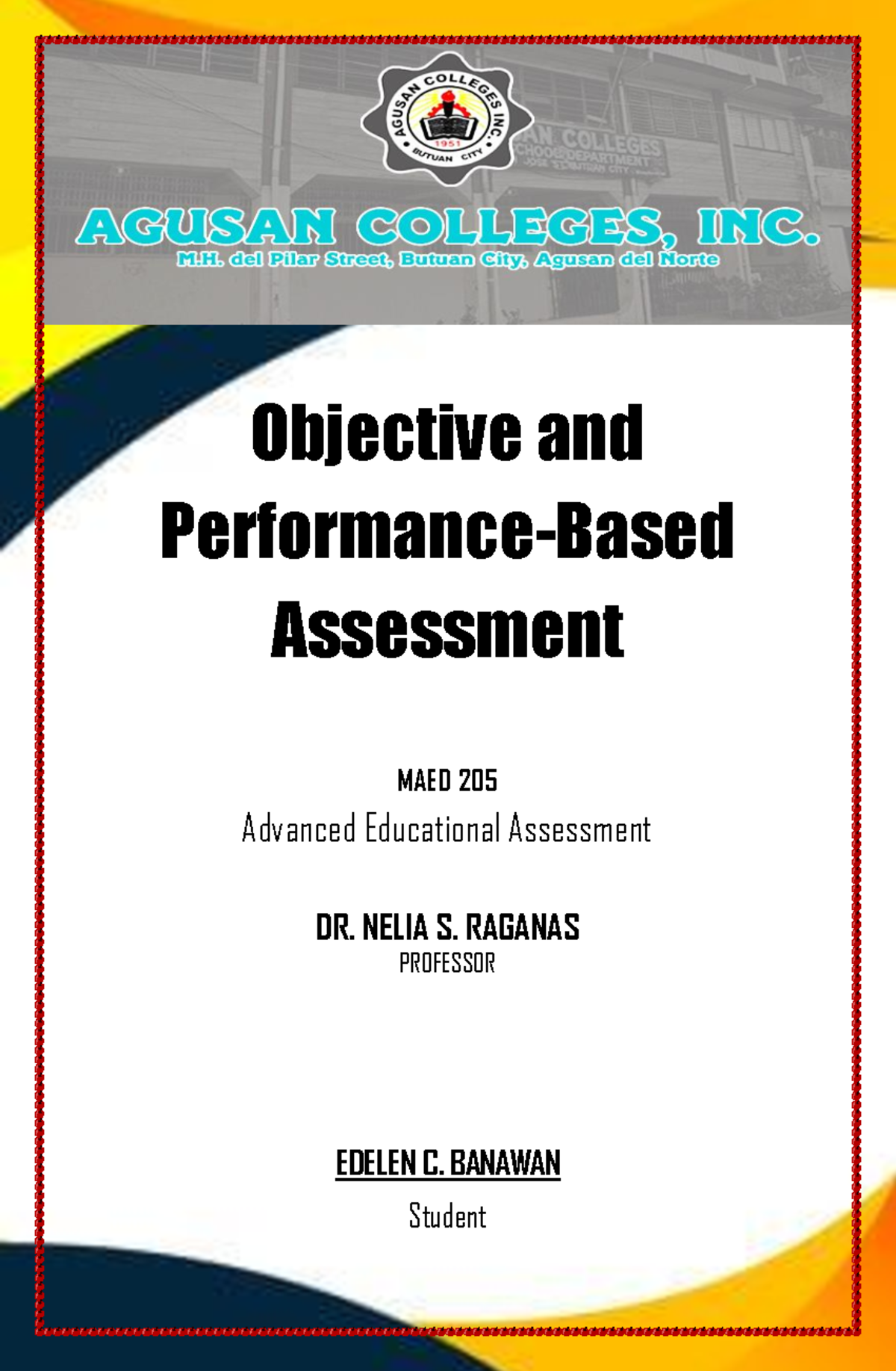 Banawan e Portfolio - maed - Objective and Performance-Based Assessment ...