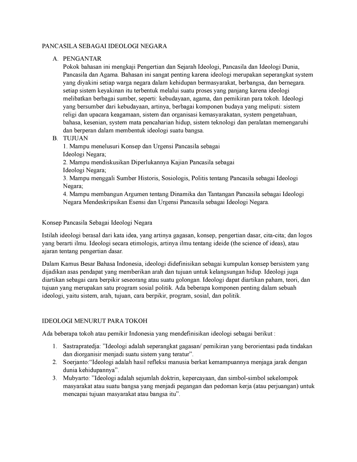 Pancasila Sebagai Ideologi Negara - PANCASILA SEBAGAI IDEOLOGI NEGARA A ...