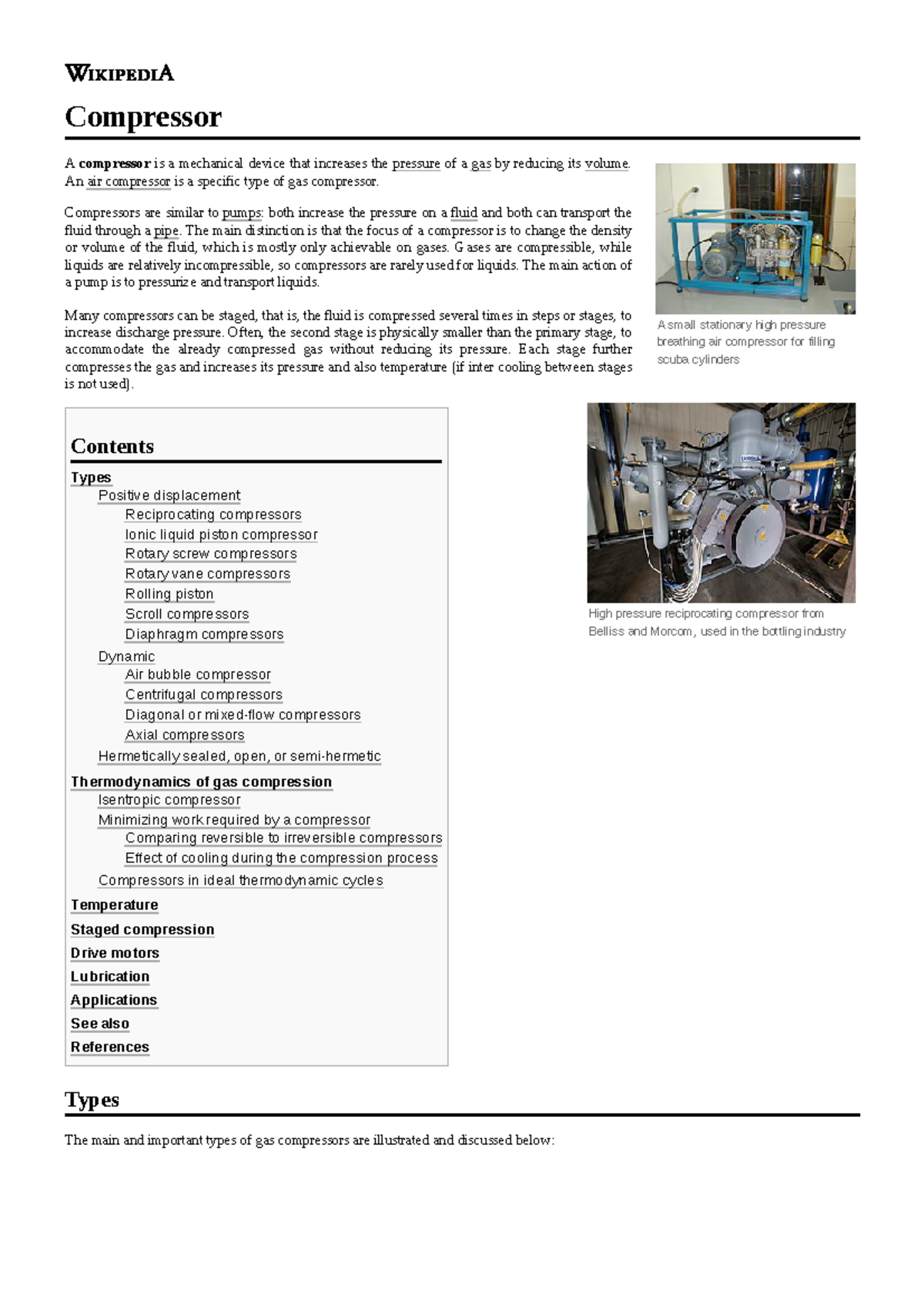 Compressor - Essay Week 6 - A small stationary high pressure breathing ...