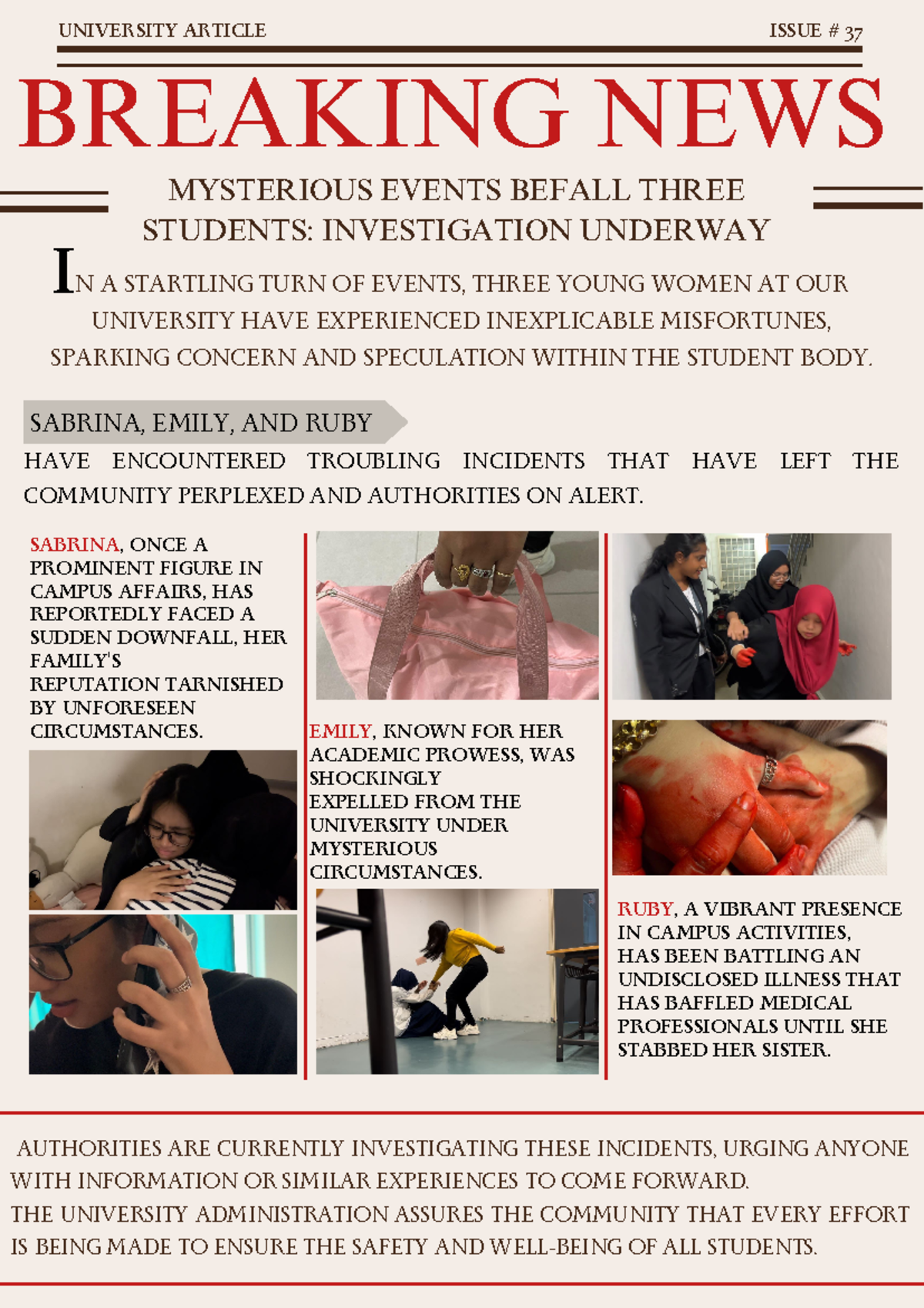 Drama Article Magazine Format Essay - BREAKING NEWS MYSTERIOUS EVENTS ...