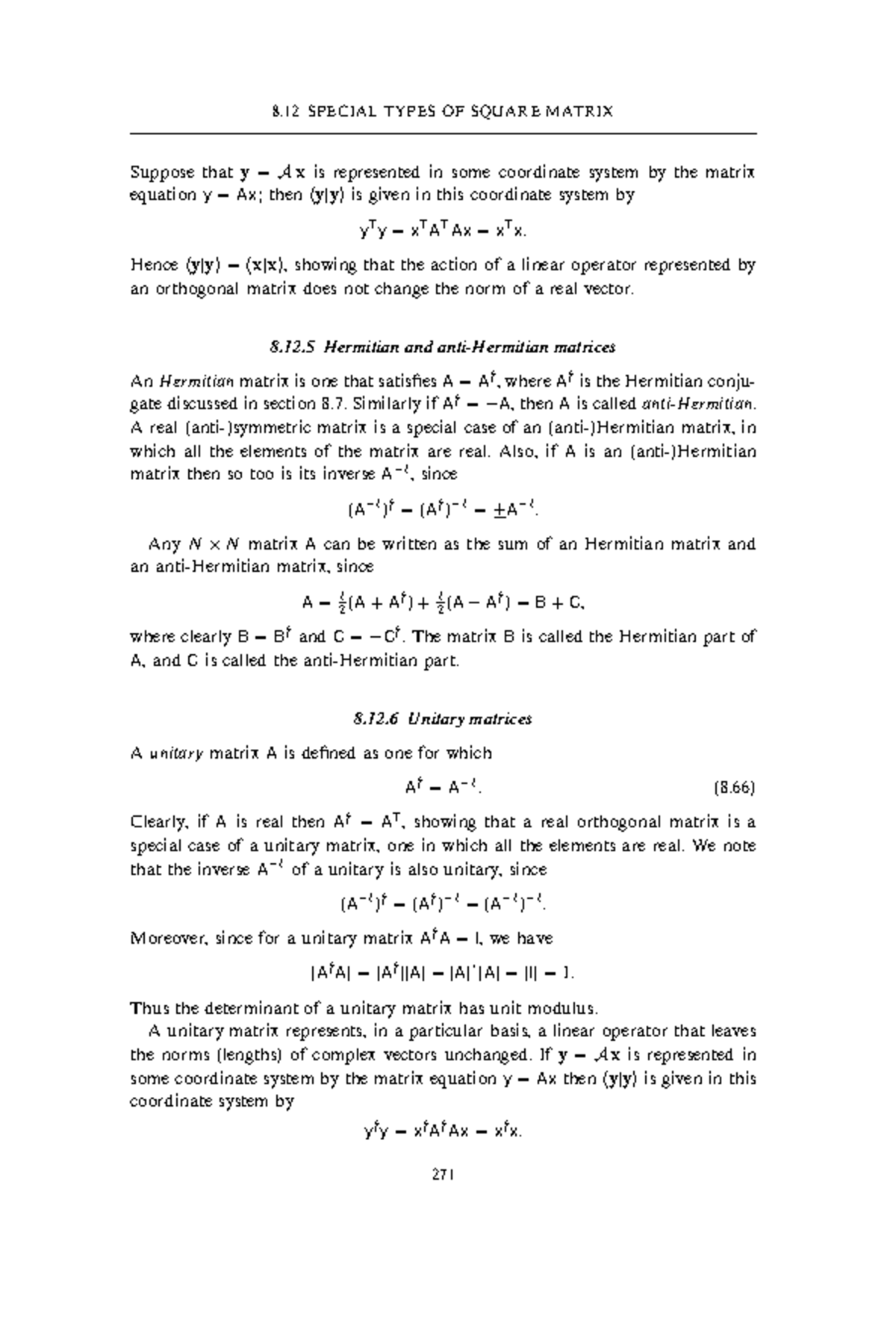Physics Engineering (23) - 8 SPECIAL TYPES OF SQUARE MATRIX Suppose ...