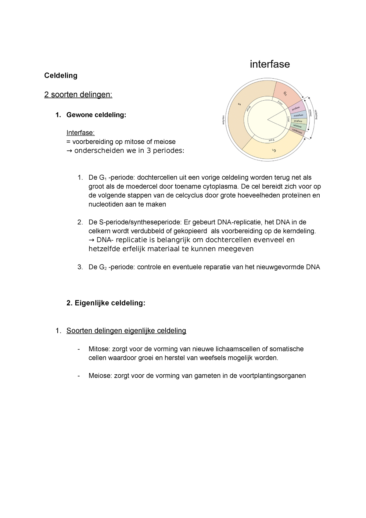 Biologie Celdeling -2 - Celdeling 2 Soorten Delingen: Gewone Celdeling ...