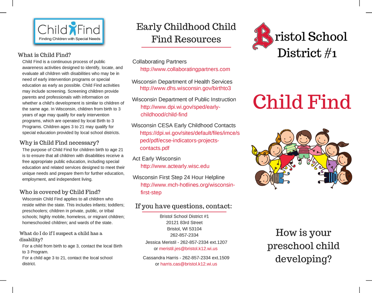 Child Find Brochure - Notes - Bristol School District Child Find How is ...