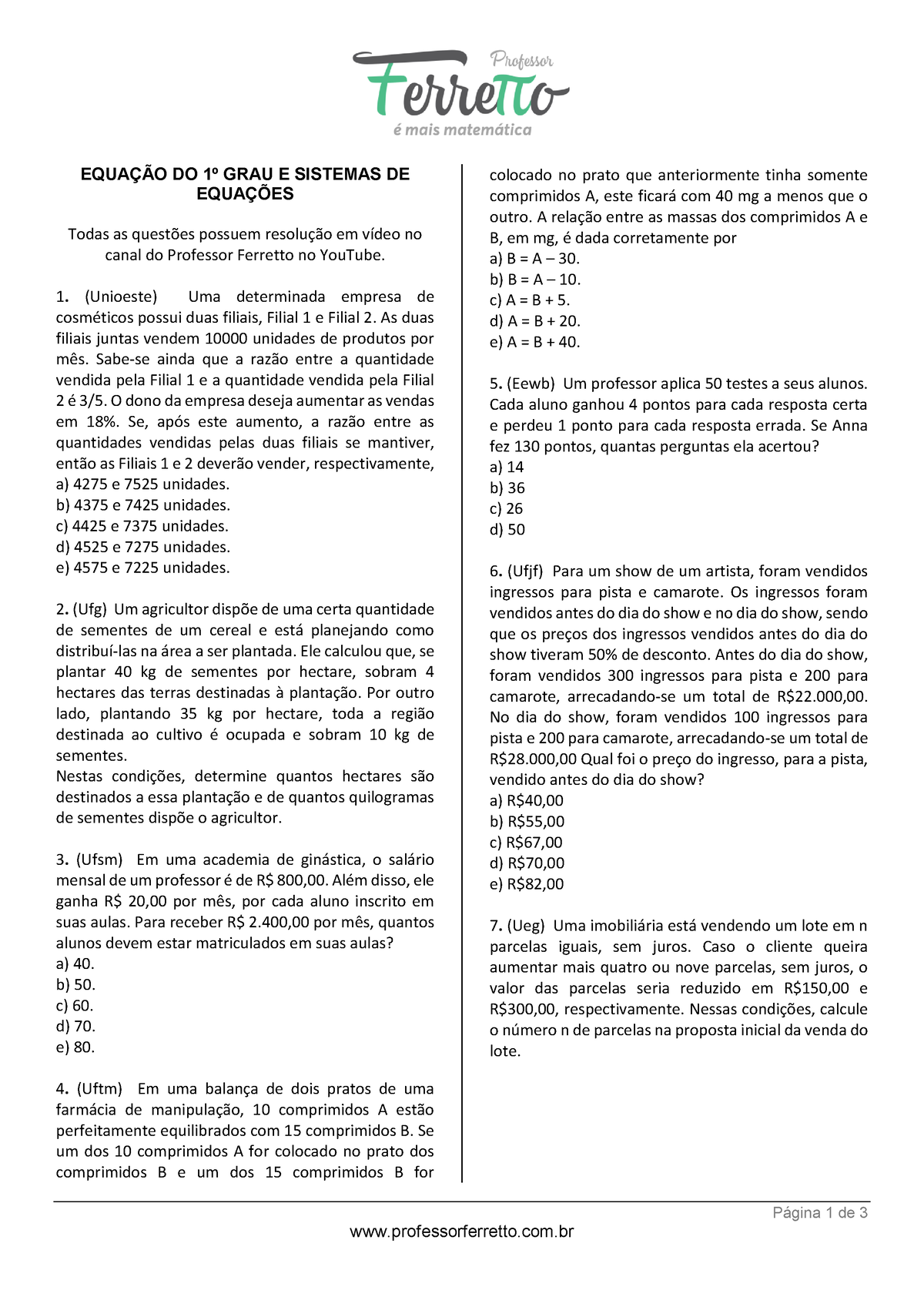 Equações e Inequações do 1º grau, 80 plays