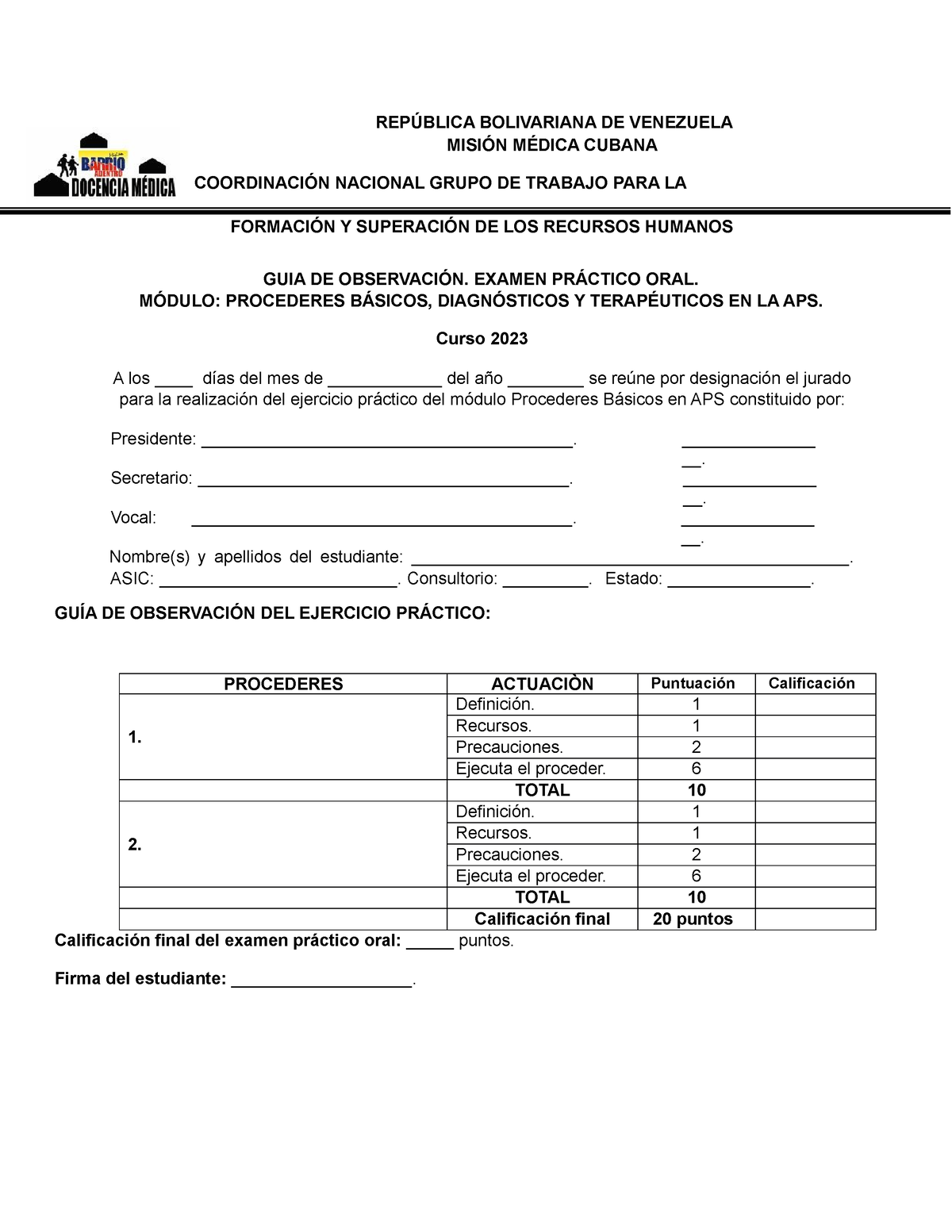 Guia Procederes RepÚblica Bolivariana De Venezuela MisiÓn MÉdica Cubana CoordinaciÓn Nacional 2528